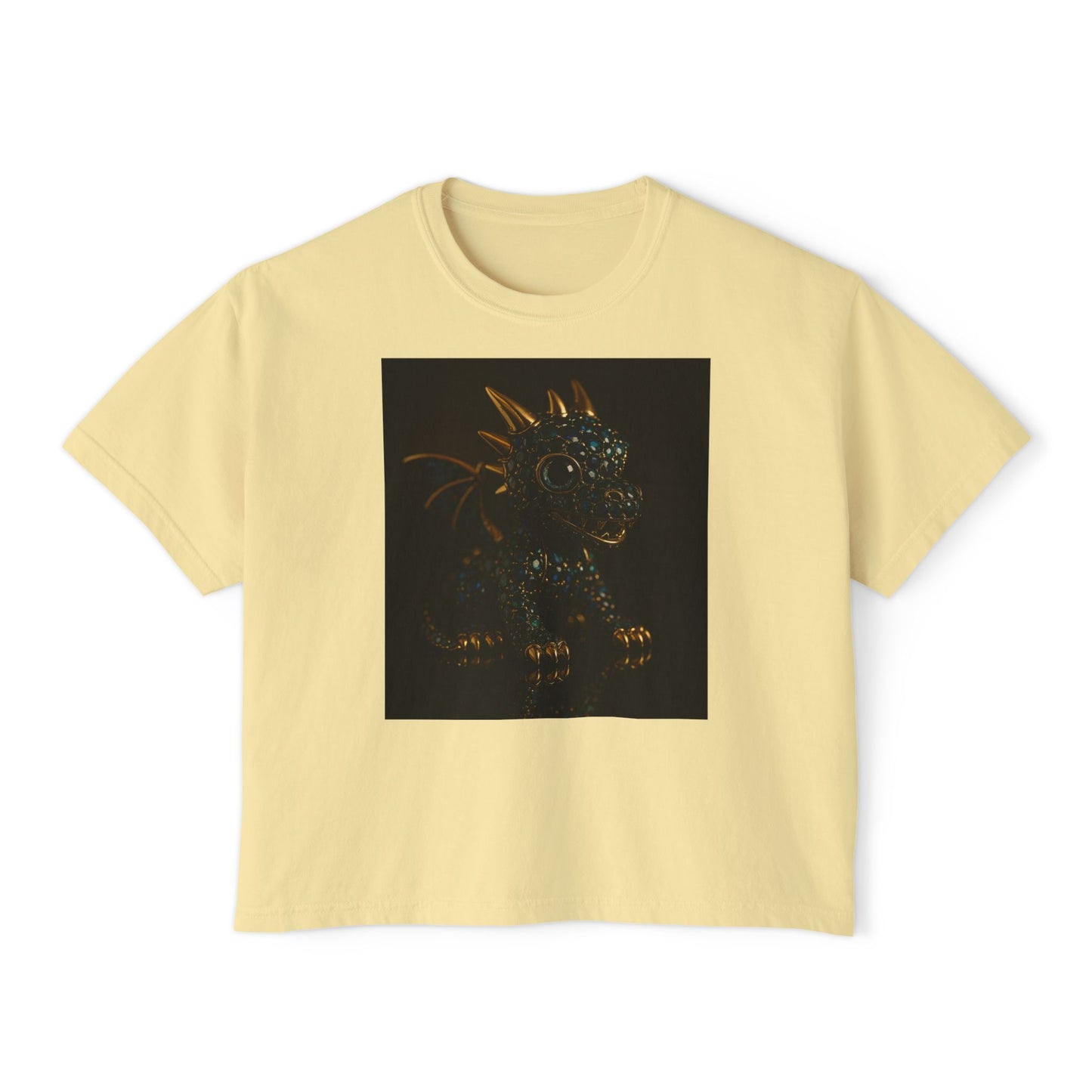 Blue Diamond Dragon Glow Boxy Tee - Cute Casual Wear for Kids & Adults, Perfect for Parties, Birthdays, Everyday Fun, Dinosaur Lovers Gift