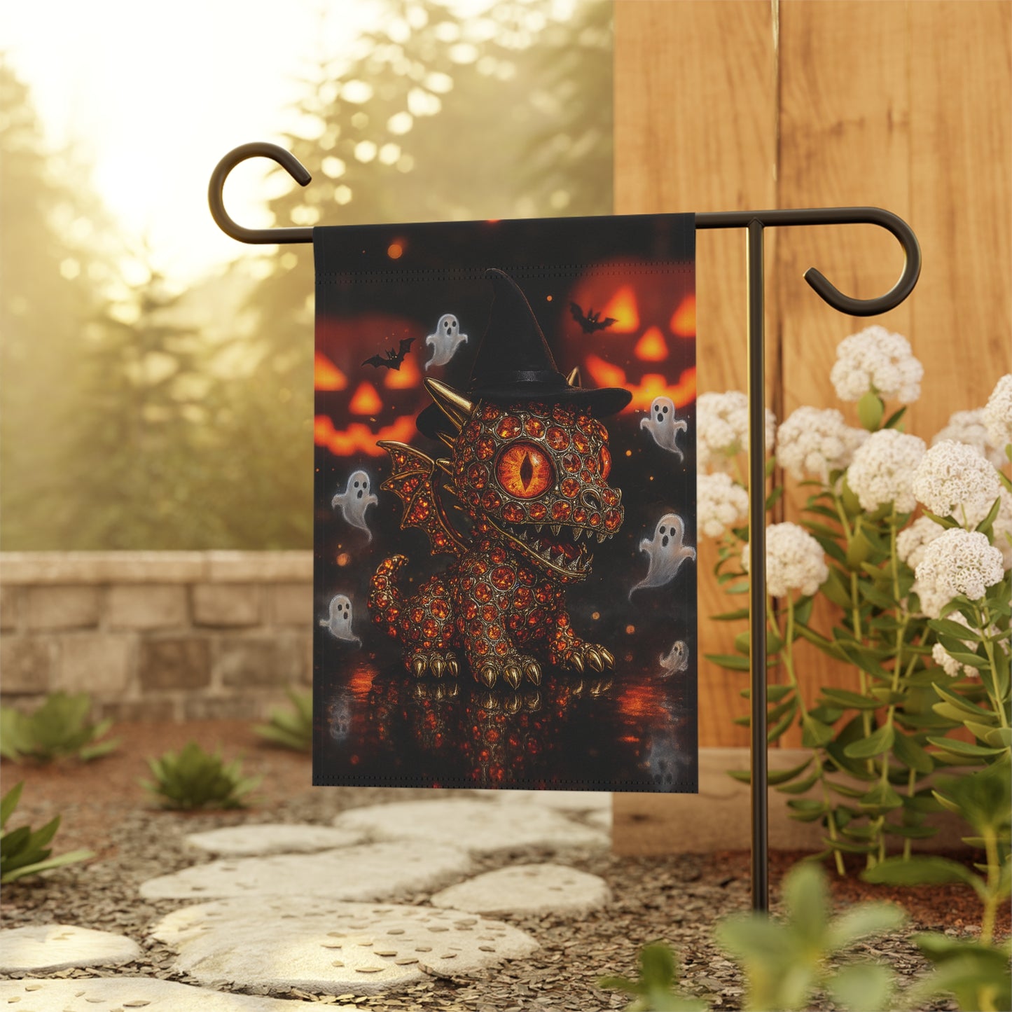Spooky Halloween Garden Banner, Whimsical Outdoor Decor for Fall, Ghostly Home Decoration, Halloween Yard Flag, Collectible Seasonal Banners