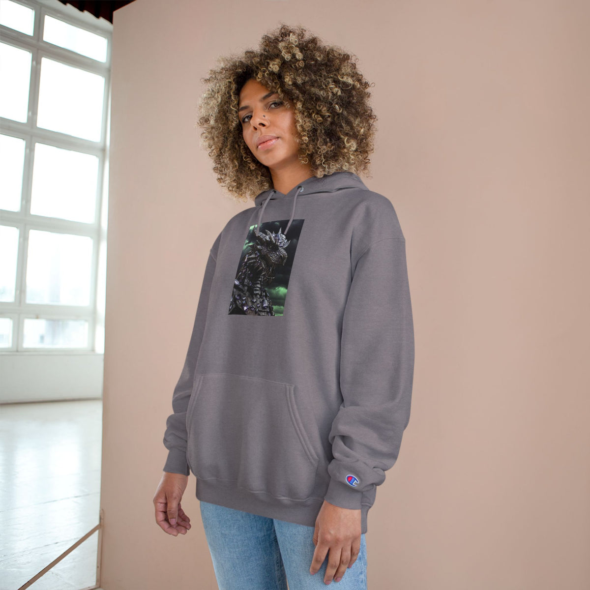 A Champion Hoodie with Artistic Dragon Design - Cozy Streetwear for Creative Souls, Perfect for Gifts, Festivals, and Everyday Wear