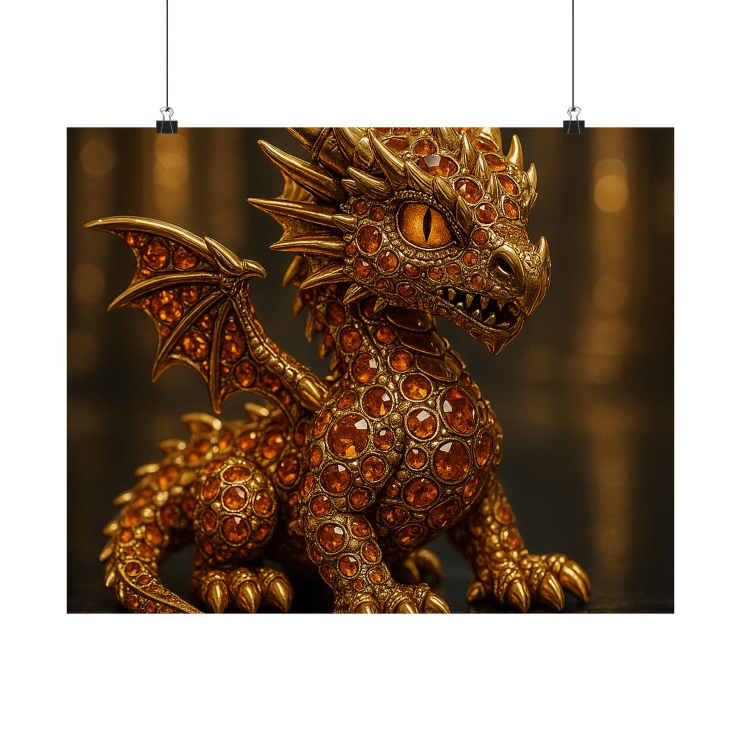 Golden Dragon Art Print, Satin Poster, Dragon Wall Art, Fantasy Decor, Gift for Gamers, Dragon Lover's Decoration
