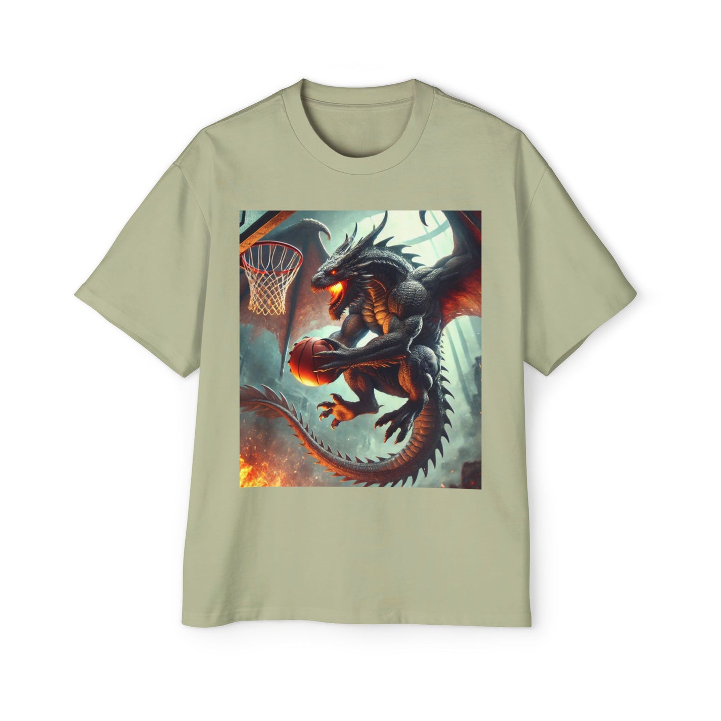 Men's Fantasy Dragon Basketball Tee - Oversized Graphic Shirt, Streetwear Style, Casual Outfit, Gift for Him, Unique Art Tee