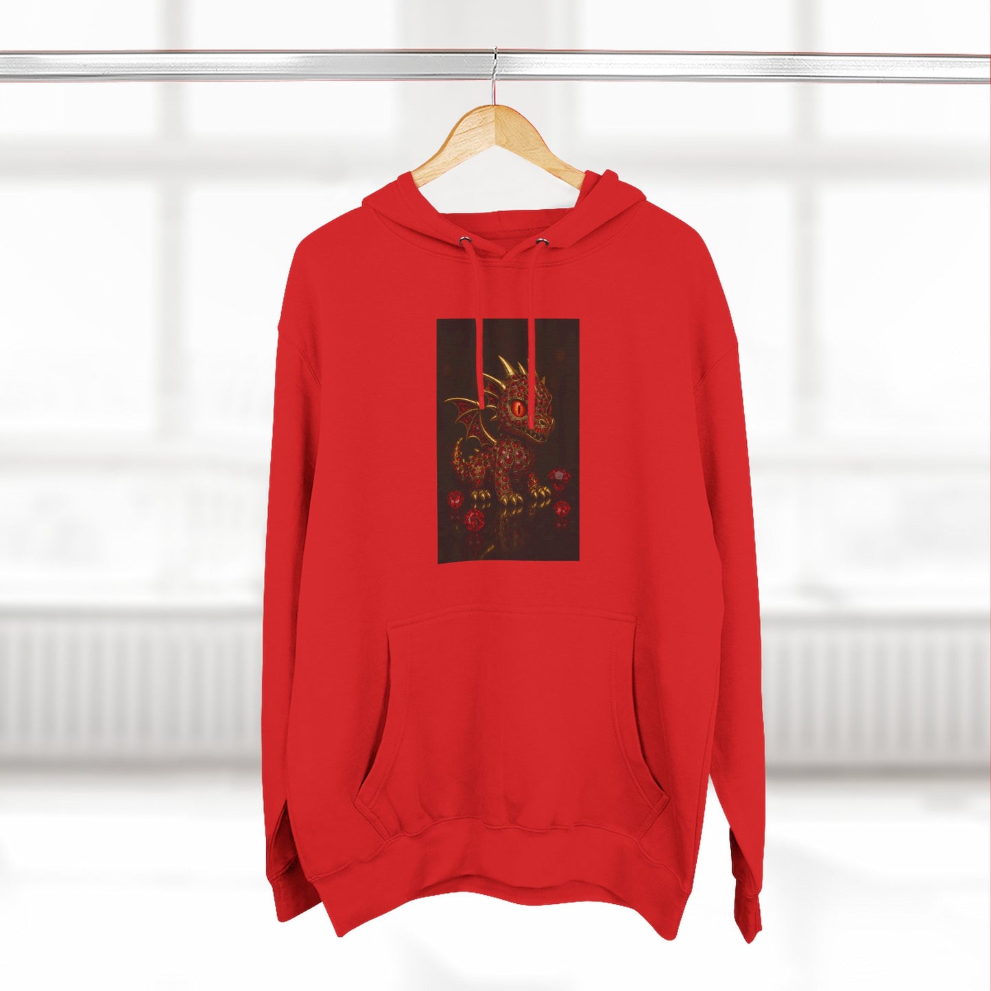 Dragon Swirl Fleece Hoodie - Three-Panel Design for Fantasy Lovers