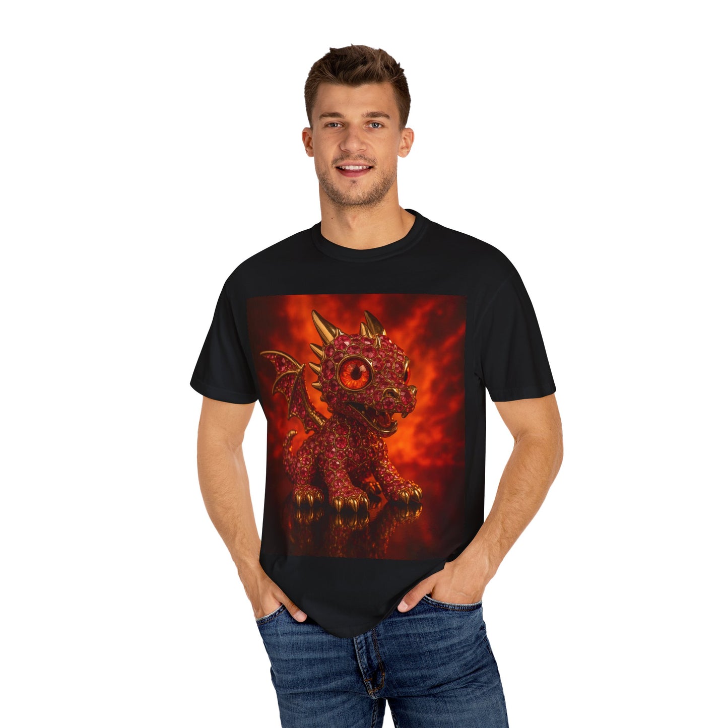 Cute Dragon T-shirt, Unisex Tee, Garment-Dyed Shirt, Gift for Dragon Lovers, Fantasy Apparel, Birthday & Holiday Gift