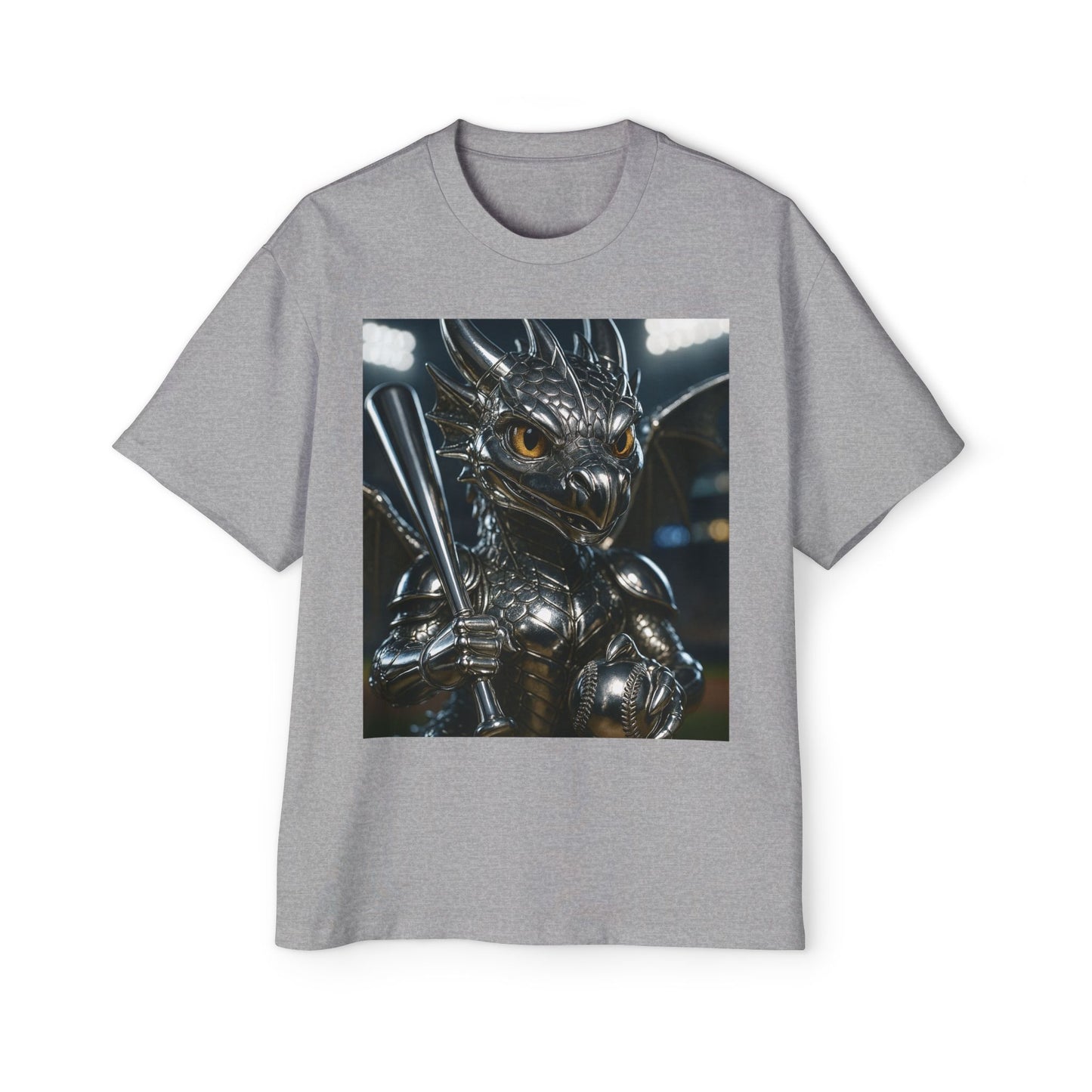Metallic Dragon Graphic Tee - Oversized Heavy T-Shirt for Gamers, Fantasy Fans, Gifts for Birthdays, Comic Con, Summer Style