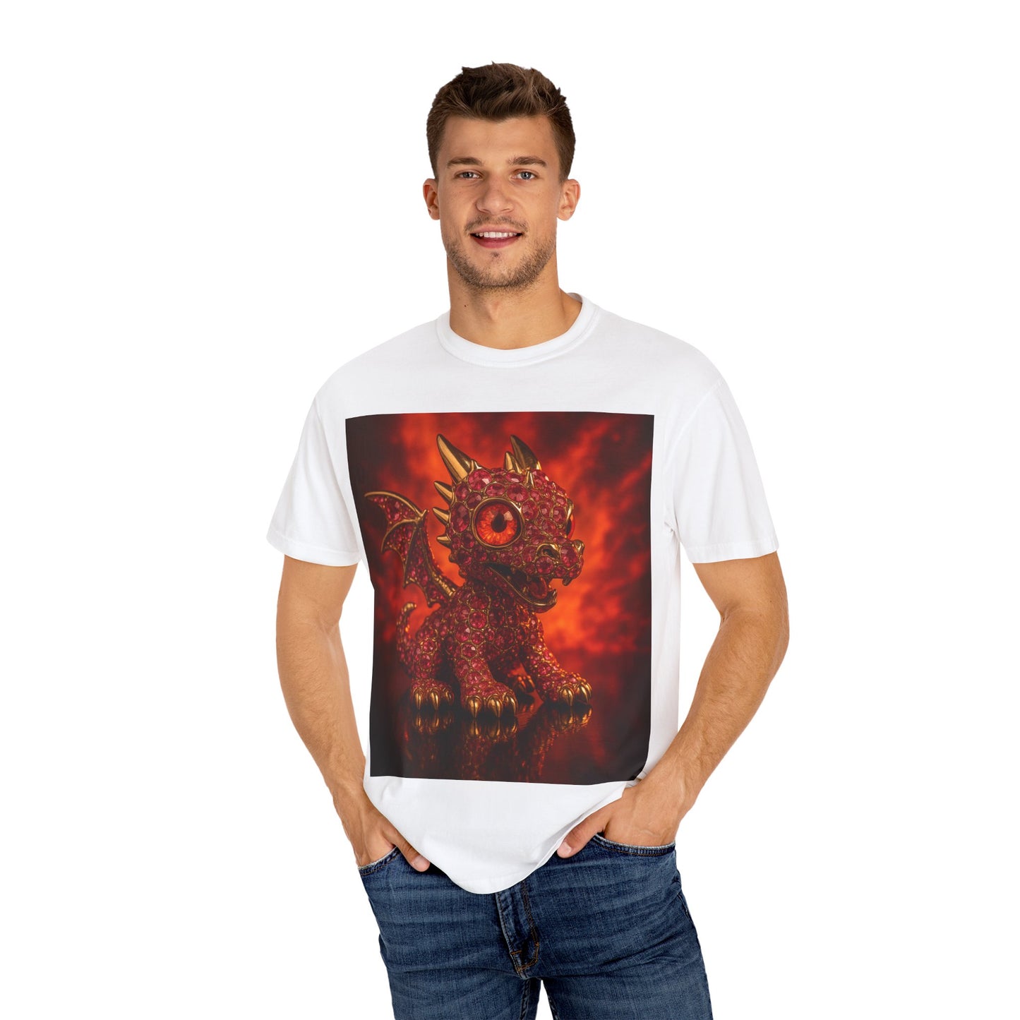 Cute Dragon T-shirt, Unisex Tee, Garment-Dyed Shirt, Gift for Dragon Lovers, Fantasy Apparel, Birthday & Holiday Gift