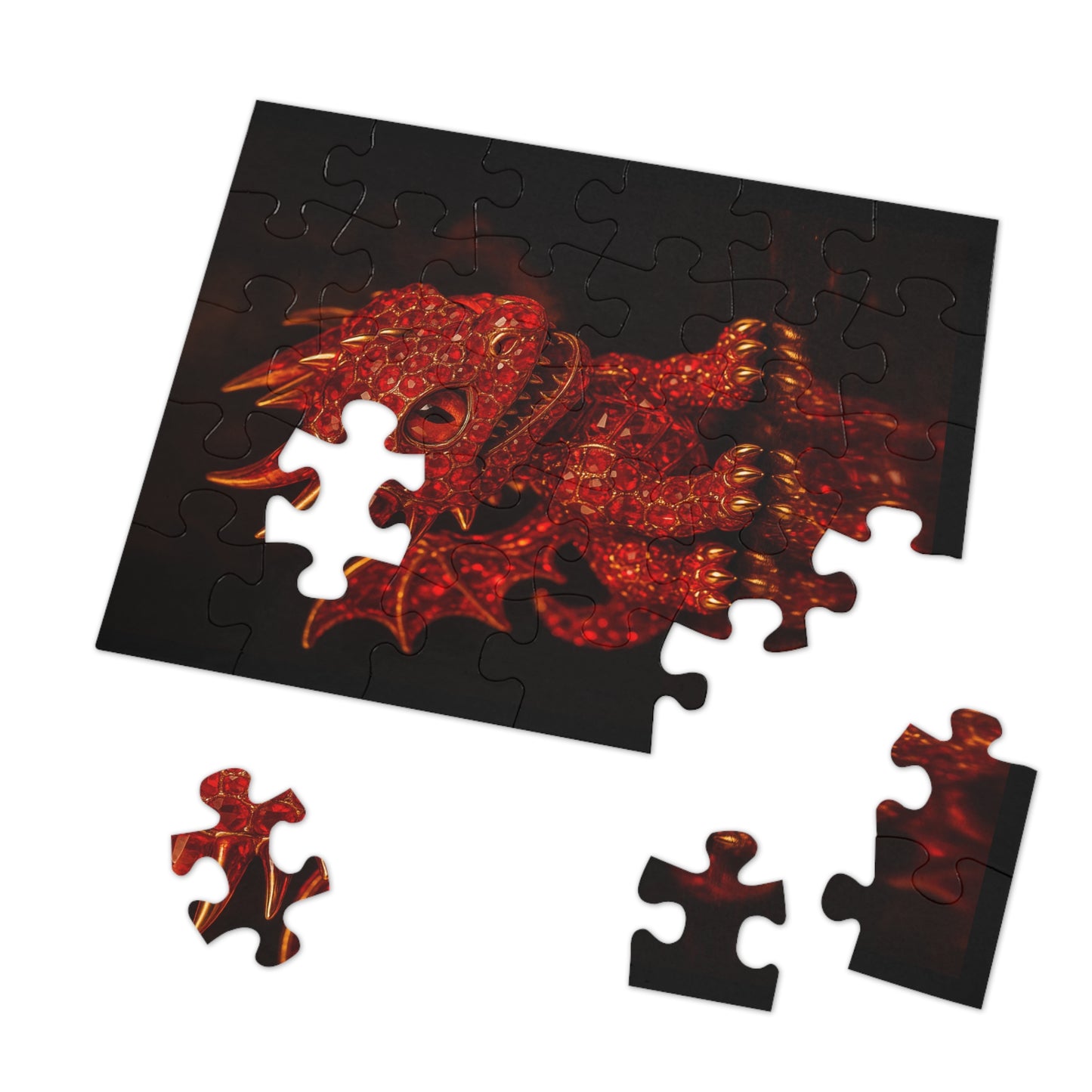 Dragon Gem Jigsaw Puzzle with Tin, Fantasy Puzzle, Kids Activities, Gifts for Game Lovers, Unique Collectible Piece