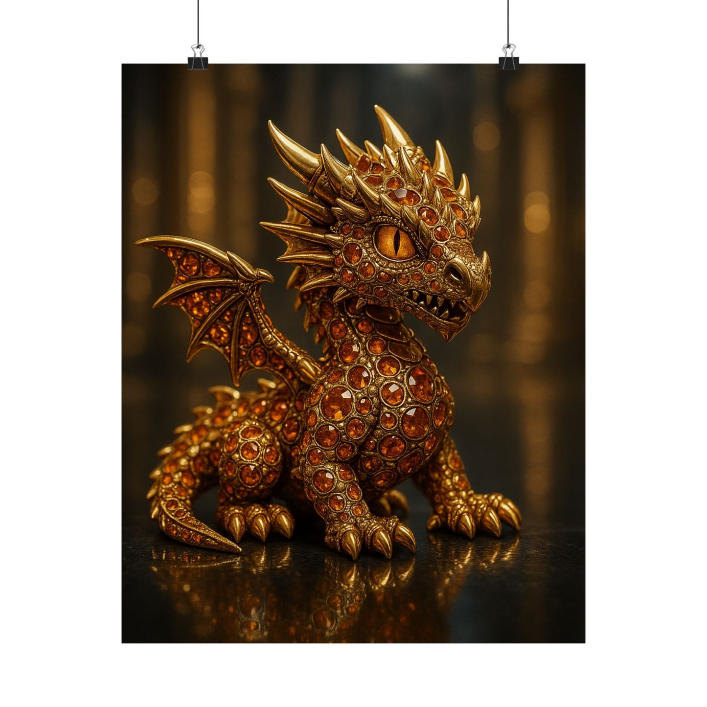 Golden Dragon Art Print, Satin Poster, Dragon Wall Art, Fantasy Decor, Gift for Gamers, Dragon Lover's Decoration