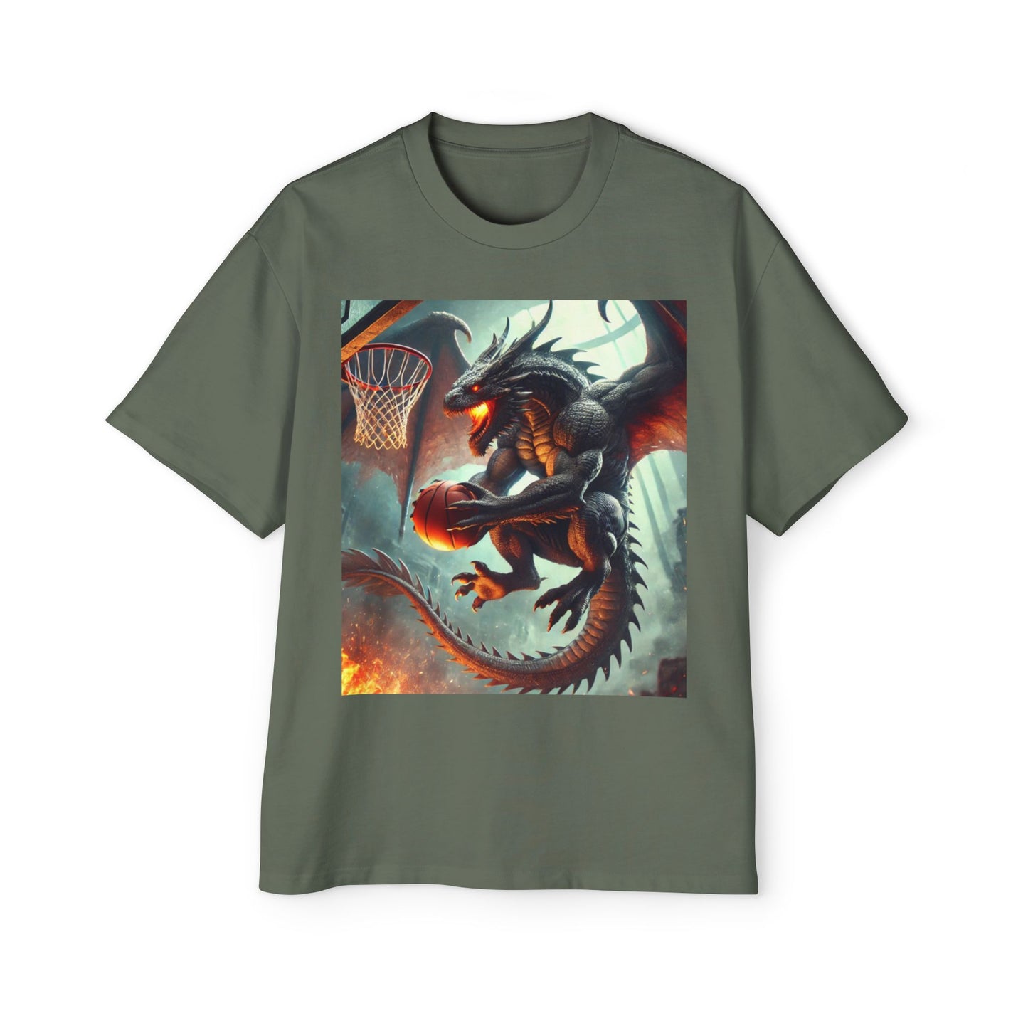 Men's Fantasy Dragon Basketball Tee - Oversized Graphic Shirt, Streetwear Style, Casual Outfit, Gift for Him, Unique Art Tee