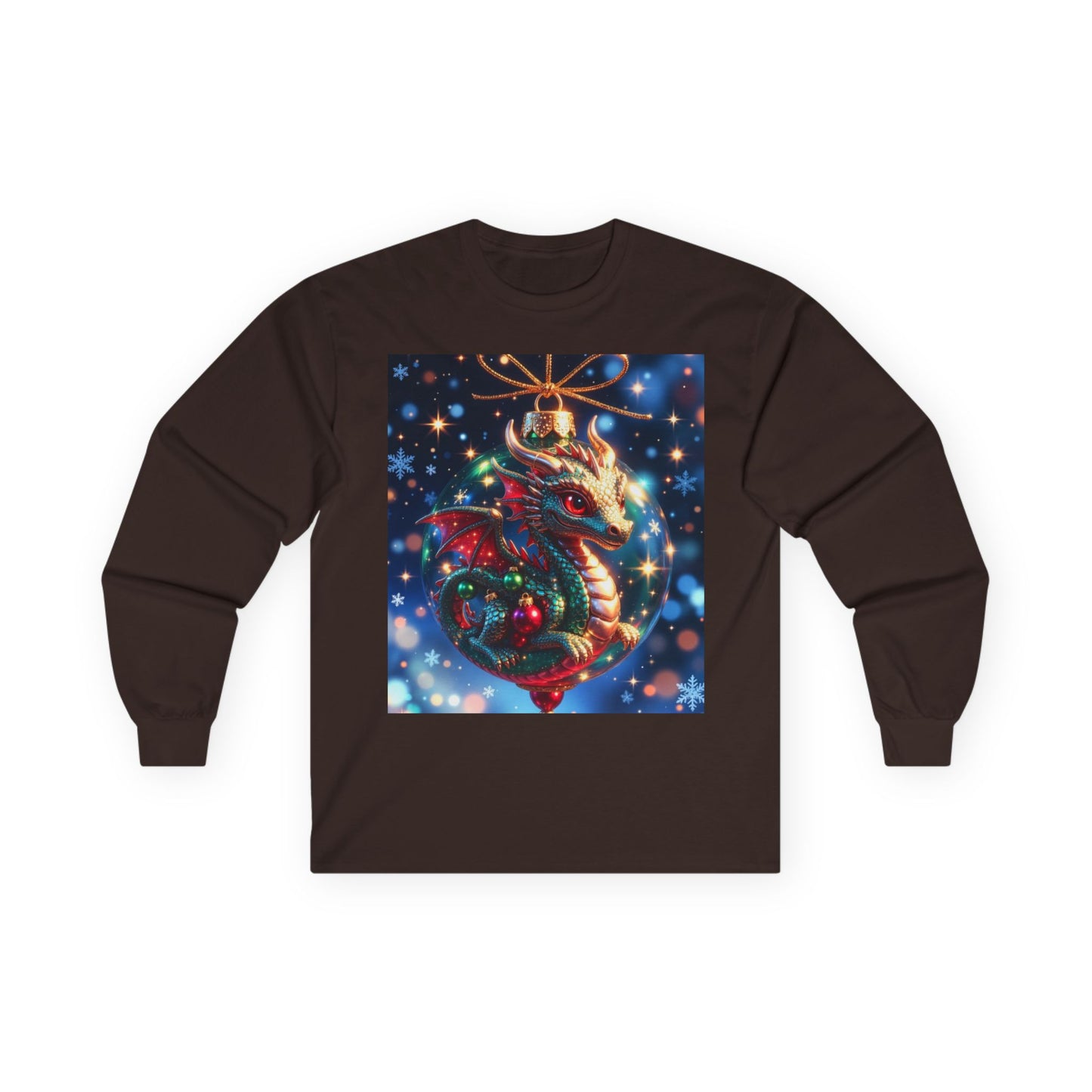 Christmas Dragon Heart Long Sleeve Tee — Festive Fantasy Christmas Dragon Design