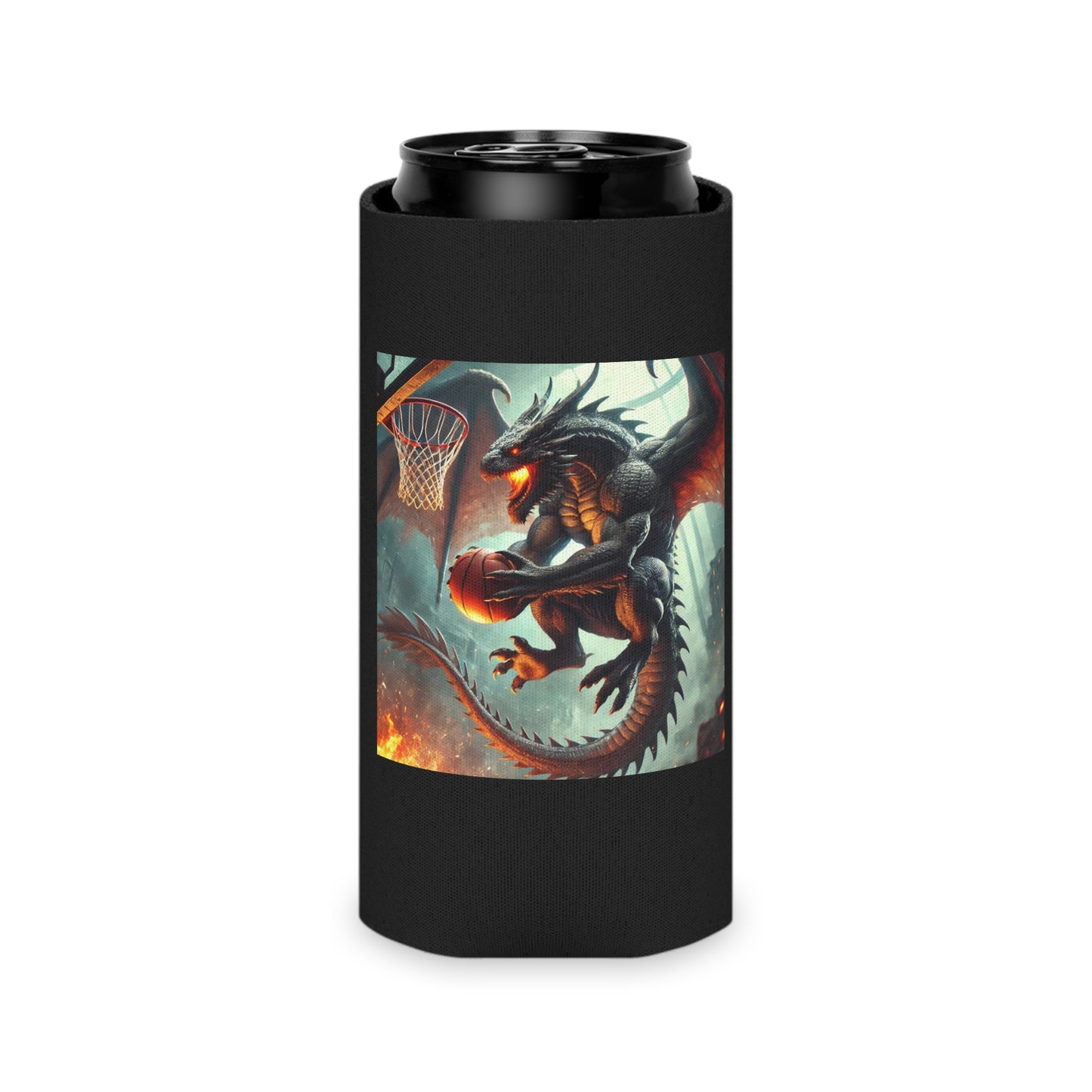 Basketball Dragon Can Cooler - Perfect for Game Day, Tailgating, BBQs, and Sports Fans, Unique Gift for Him, Fun Beverage Holder