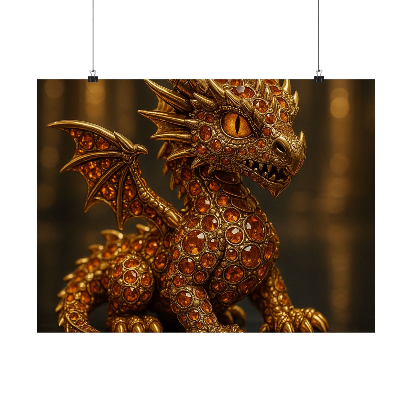 Golden Dragon Art Print, Satin Poster, Dragon Wall Art, Fantasy Decor, Gift for Gamers, Dragon Lover's Decoration