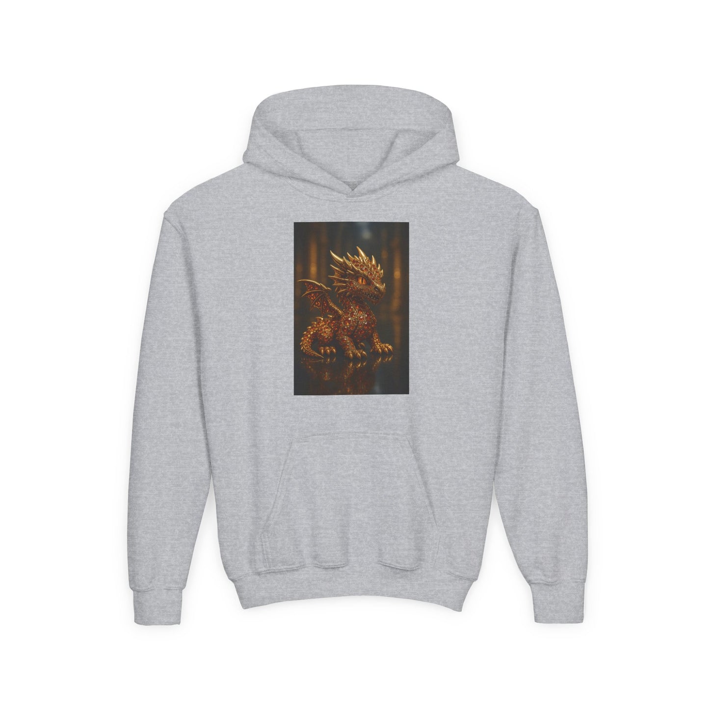 Dragon Fantasy Youth Heavy Blend Hooded Sweatshirt, Adventure Hoodie, Gift for Kids, Fantasy Apparel, Cozy Sweatshirt for Young Dreamers