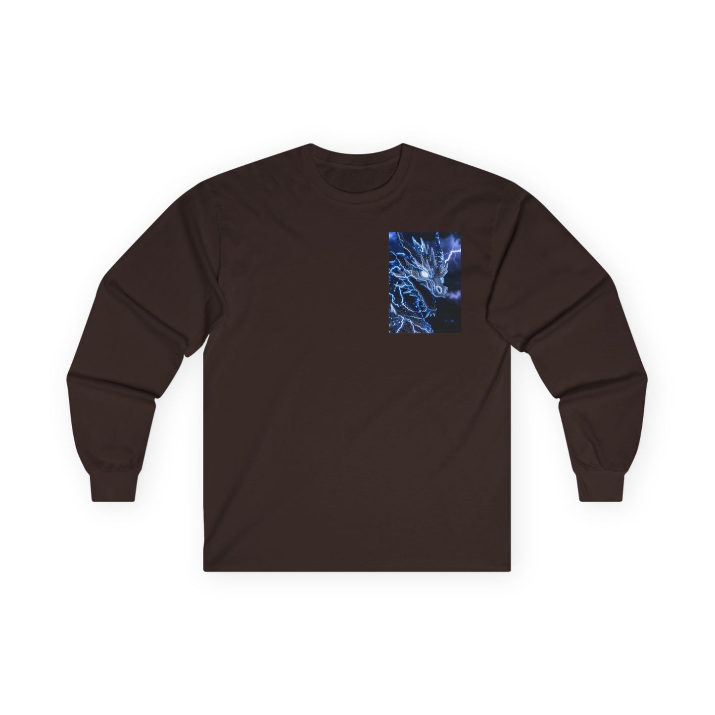 Long Sleeve Tee — Blue Dragon Chest Print