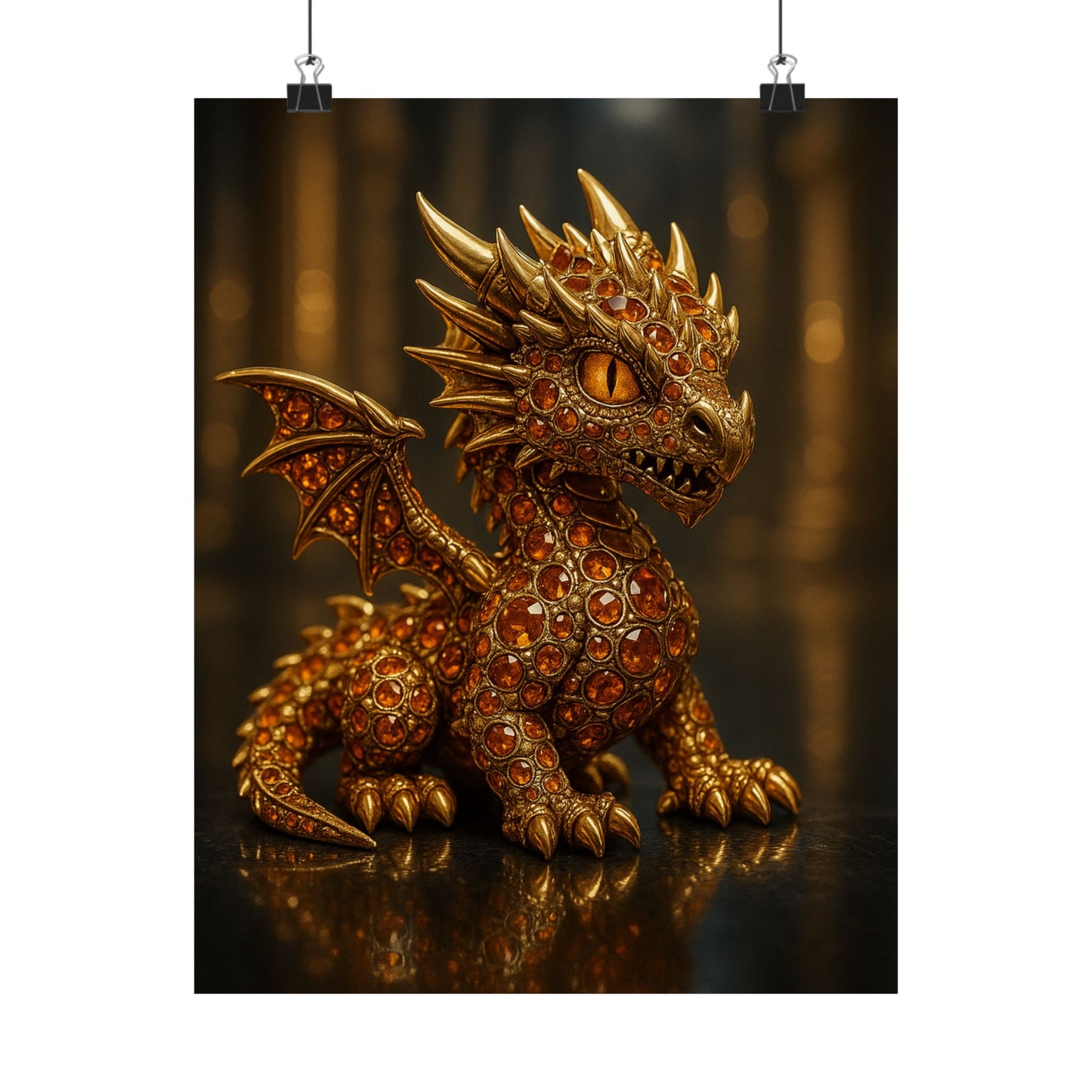Golden Dragon Art Print, Satin Poster, Dragon Wall Art, Fantasy Decor, Gift for Gamers, Dragon Lover's Decoration