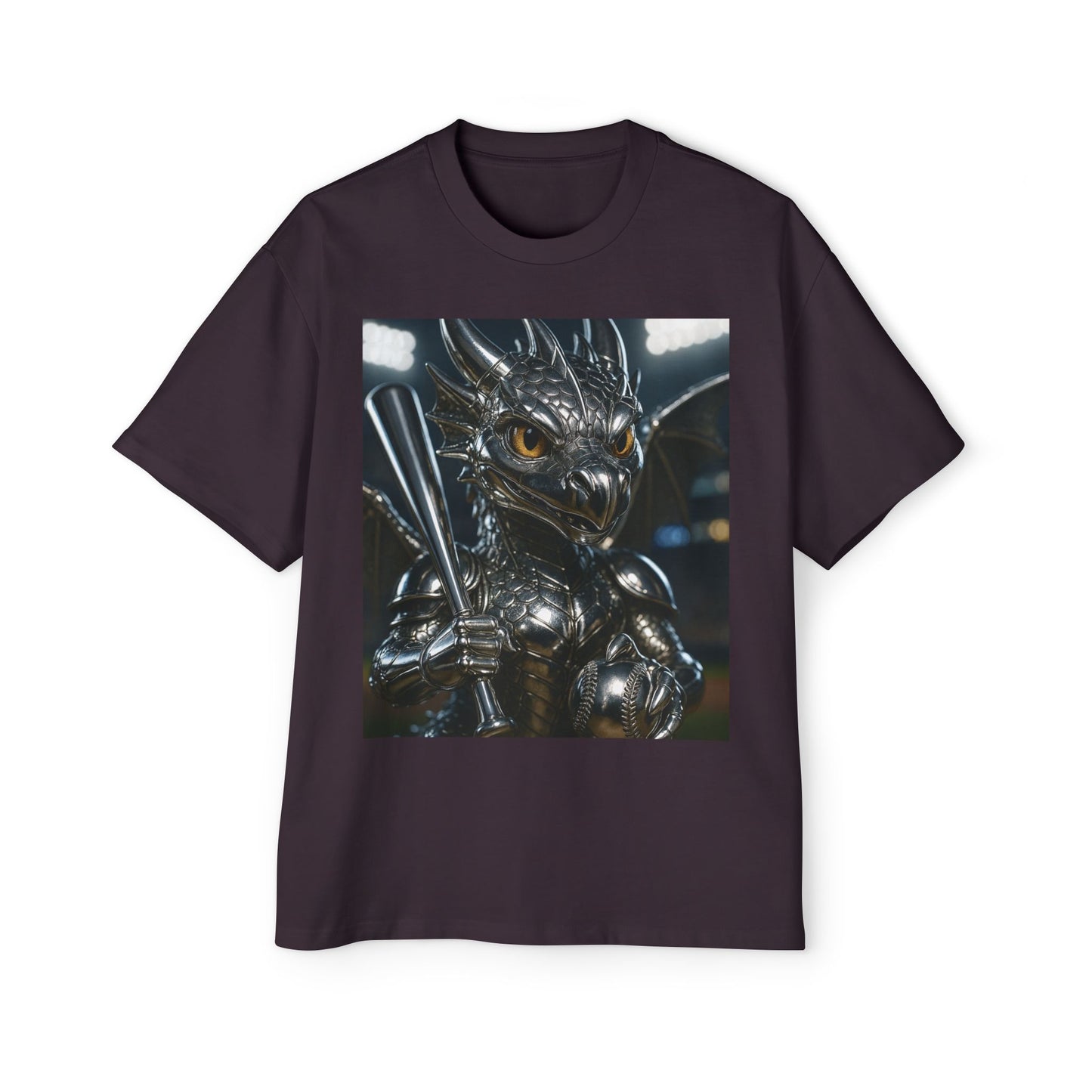Metallic Dragon Graphic Tee - Oversized Heavy T-Shirt for Gamers, Fantasy Fans, Gifts for Birthdays, Comic Con, Summer Style