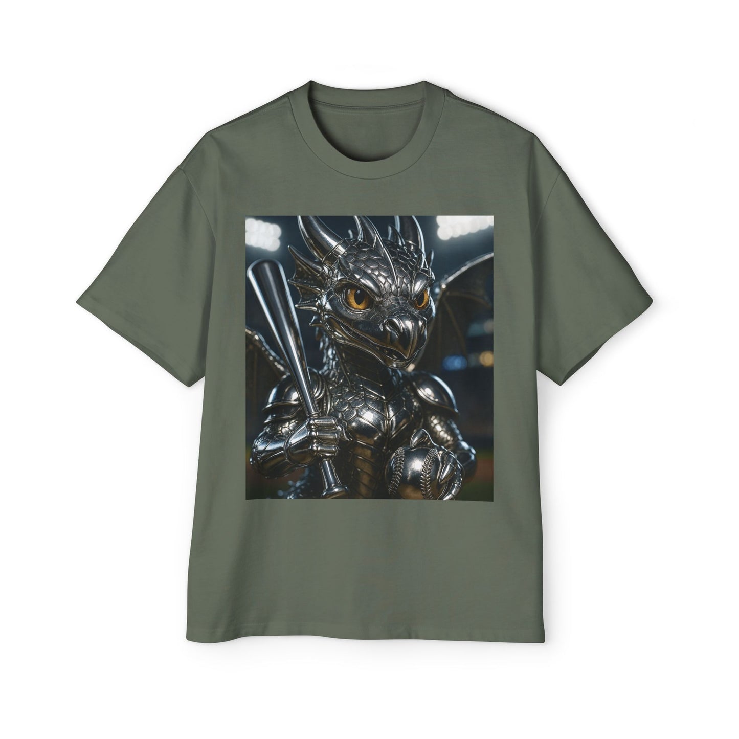 Metallic Dragon Graphic Tee - Oversized Heavy T-Shirt for Gamers, Fantasy Fans, Gifts for Birthdays, Comic Con, Summer Style