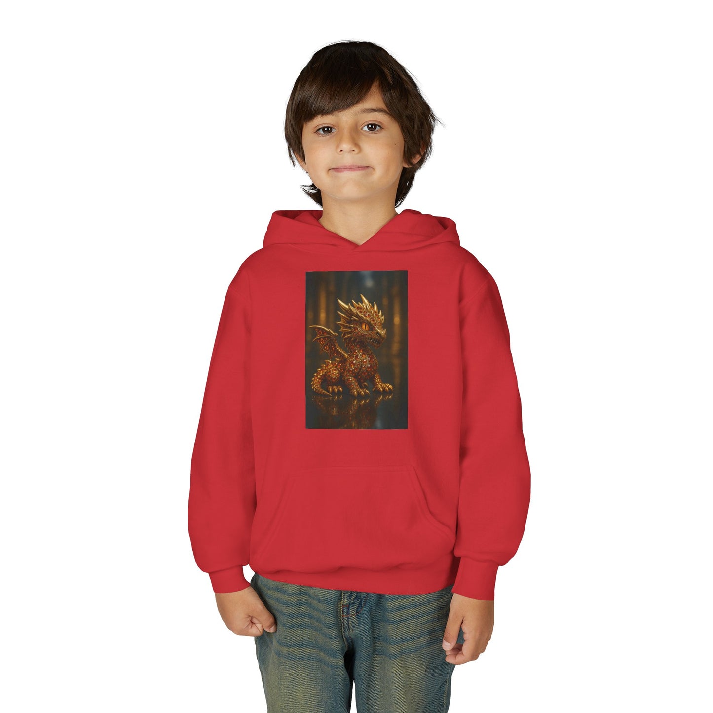 Dragon Fantasy Youth Heavy Blend Hooded Sweatshirt, Adventure Hoodie, Gift for Kids, Fantasy Apparel, Cozy Sweatshirt for Young Dreamers