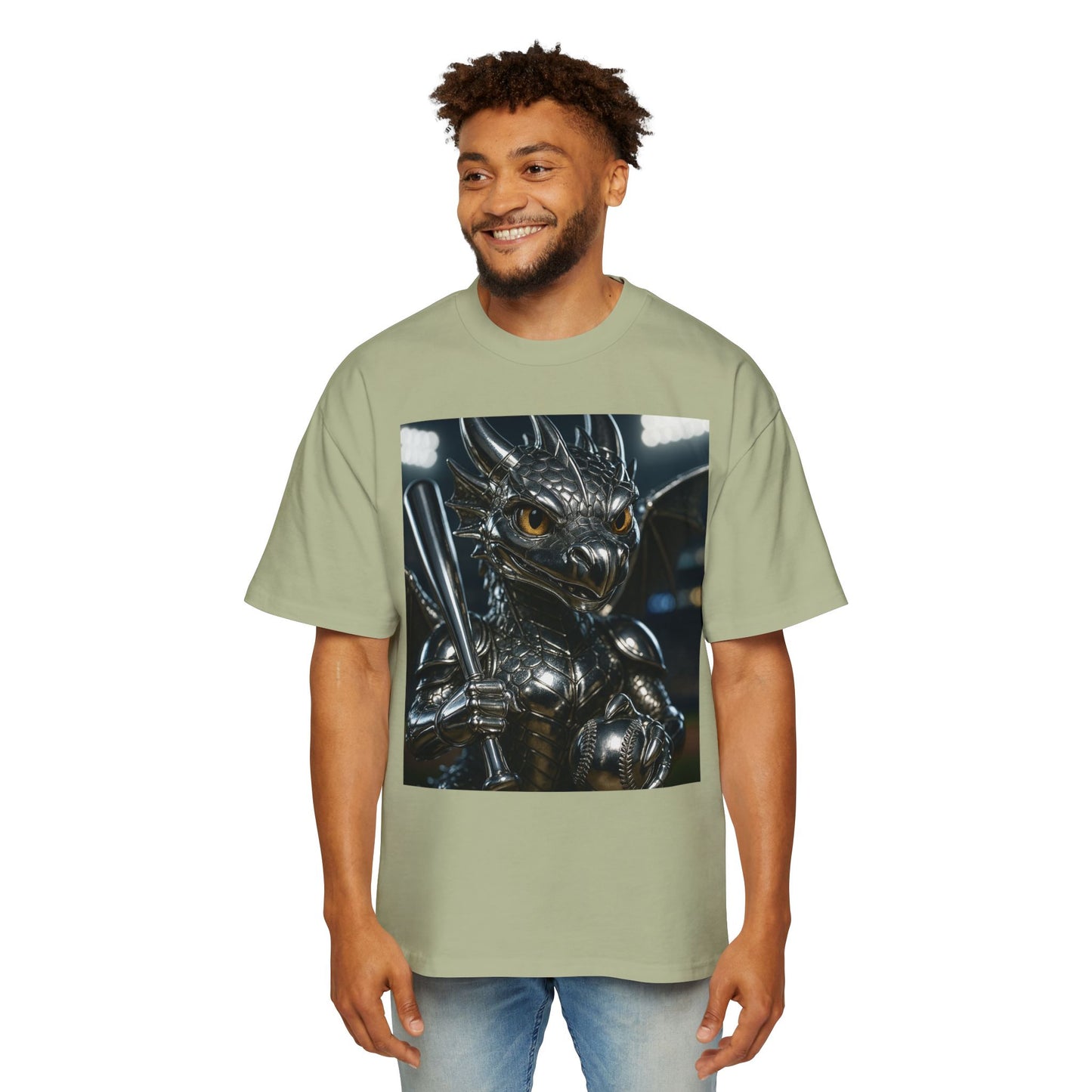 Metallic Dragon Graphic Tee - Oversized Heavy T-Shirt for Gamers, Fantasy Fans, Gifts for Birthdays, Comic Con, Summer Style