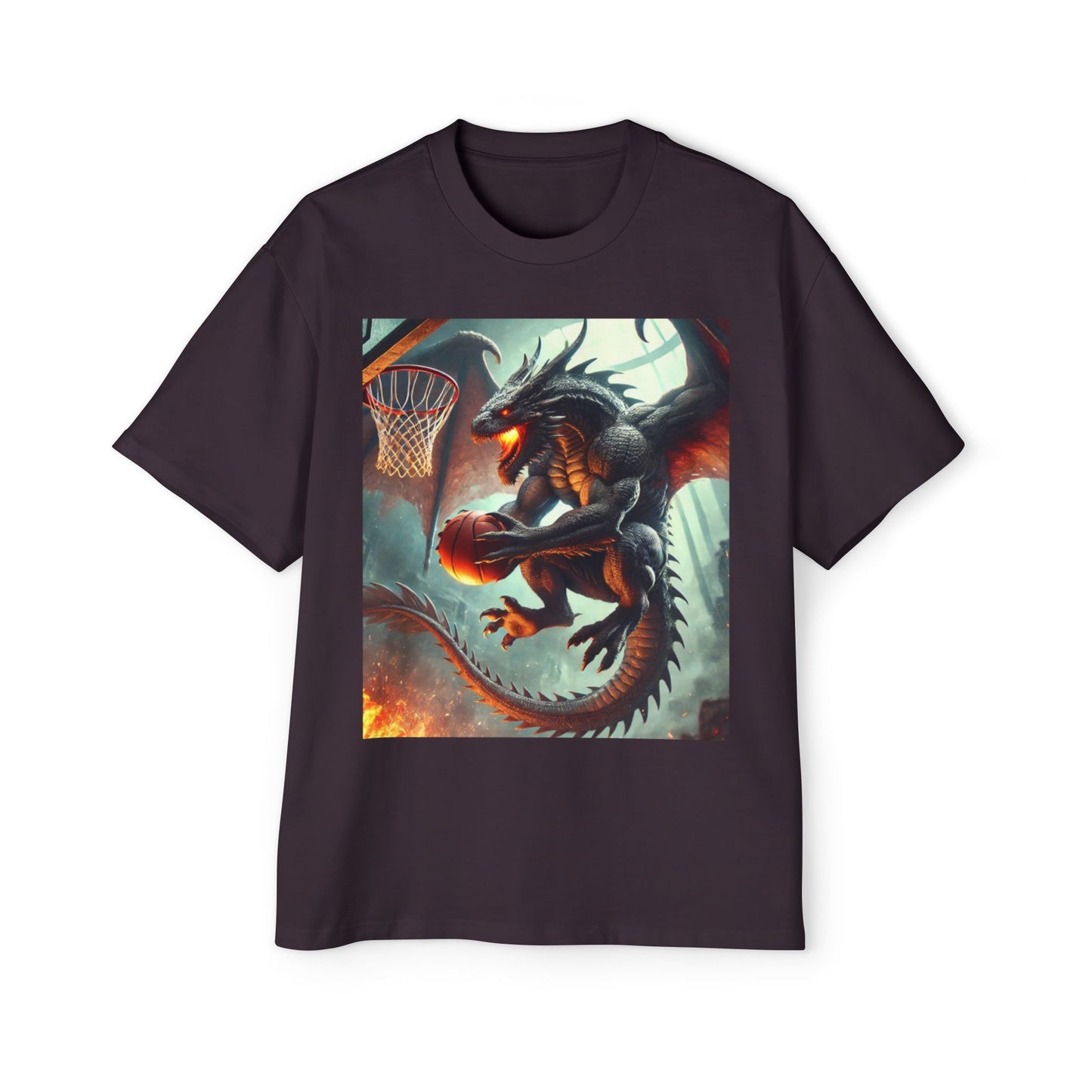 Men's Fantasy Dragon Basketball Tee - Oversized Graphic Shirt, Streetwear Style, Casual Outfit, Gift for Him, Unique Art Tee