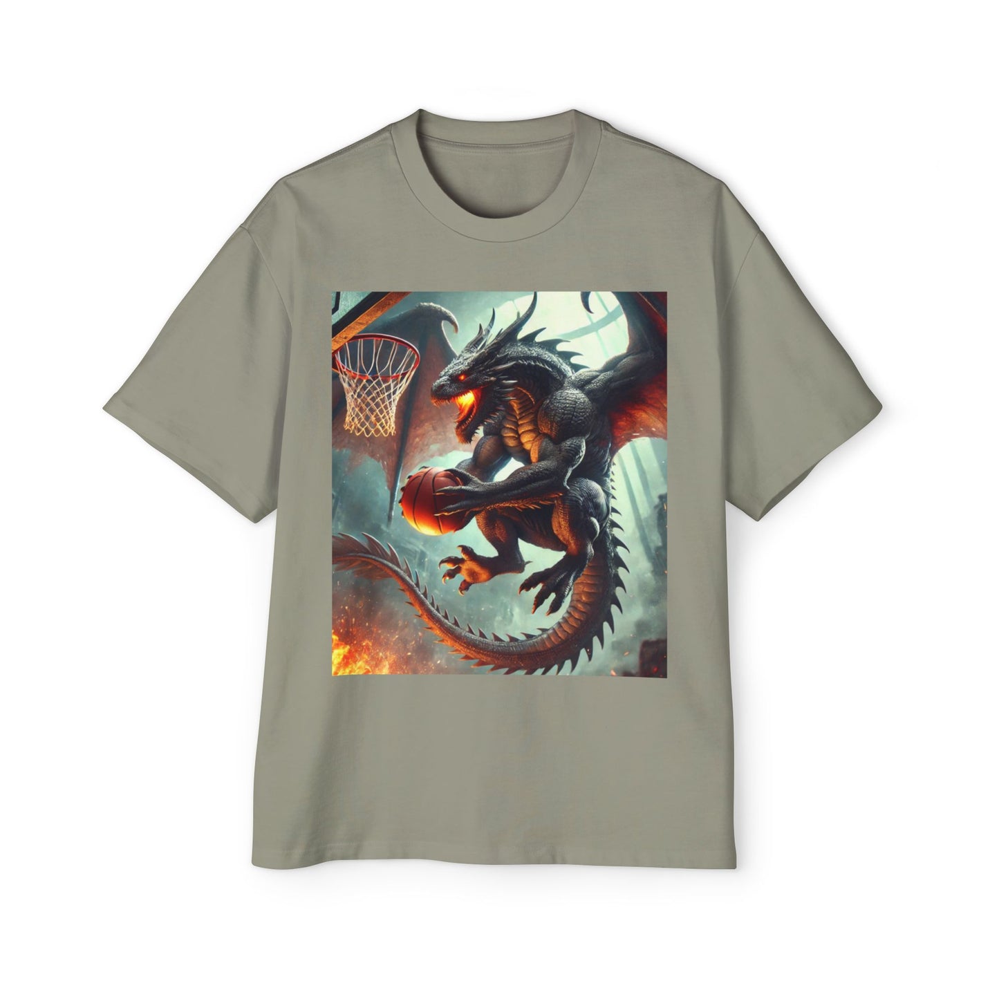 Men's Fantasy Dragon Basketball Tee - Oversized Graphic Shirt, Streetwear Style, Casual Outfit, Gift for Him, Unique Art Tee
