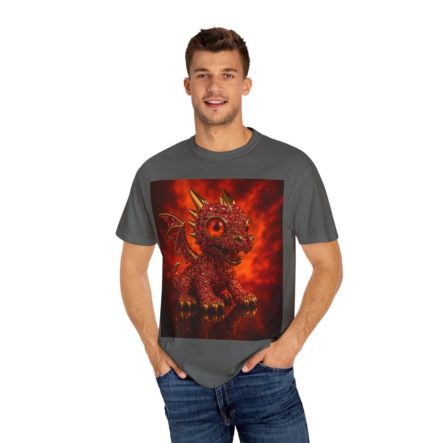 Cute Dragon T-shirt, Unisex Tee, Garment-Dyed Shirt, Gift for Dragon Lovers, Fantasy Apparel, Birthday & Holiday Gift