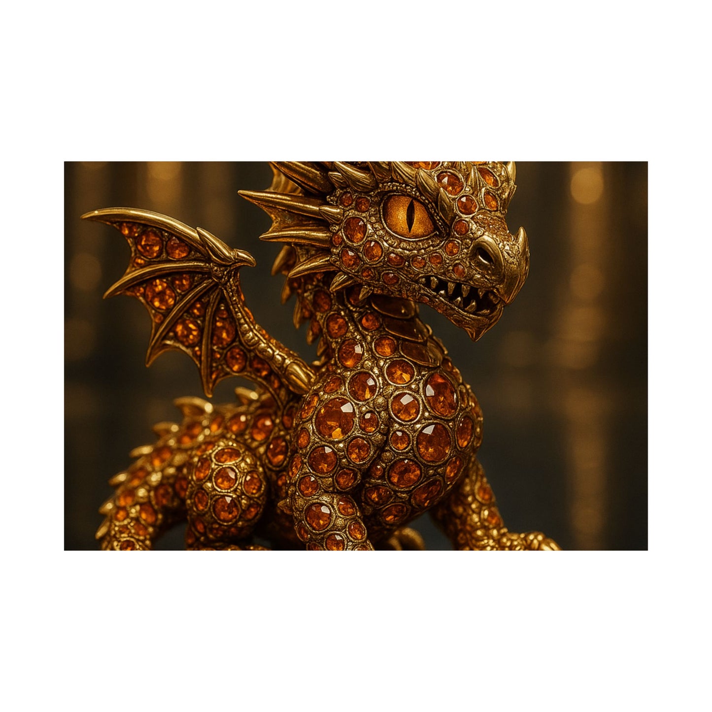 Golden Dragon Art Print, Satin Poster, Dragon Wall Art, Fantasy Decor, Gift for Gamers, Dragon Lover's Decoration