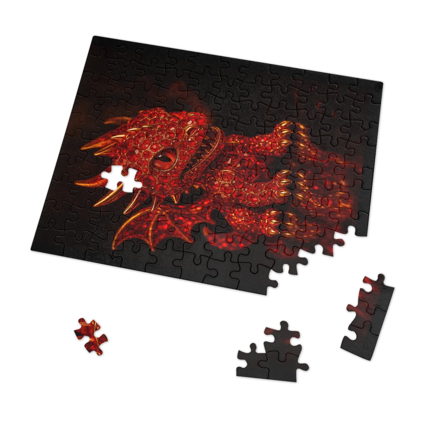Dragon Gem Jigsaw Puzzle with Tin, Fantasy Puzzle, Kids Activities, Gifts for Game Lovers, Unique Collectible Piece