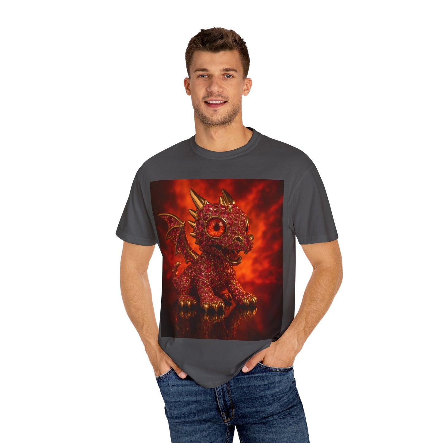 Cute Dragon T-shirt, Unisex Tee, Garment-Dyed Shirt, Gift for Dragon Lovers, Fantasy Apparel, Birthday & Holiday Gift