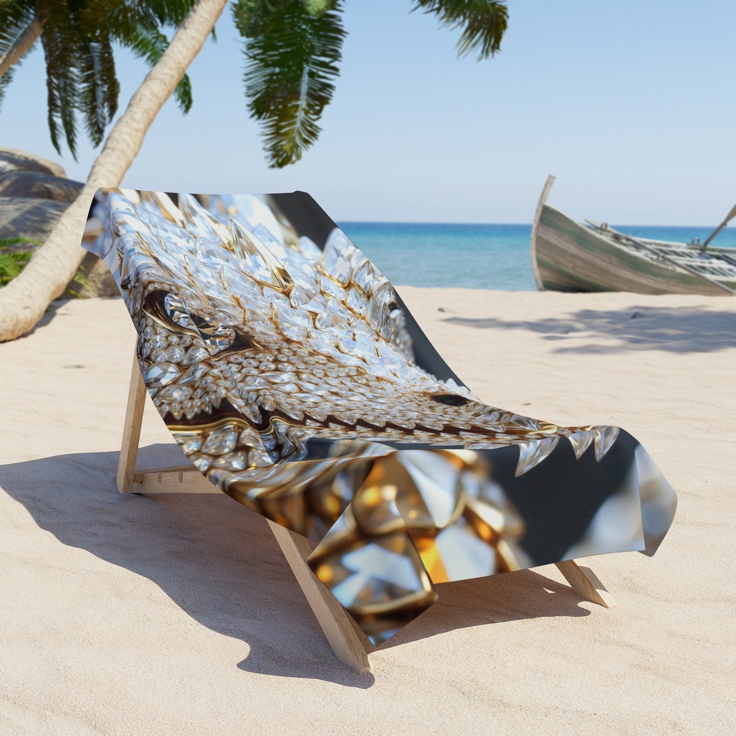 Crystal Dragon Beach Towel — Luxe Rhinestone Dragon Design