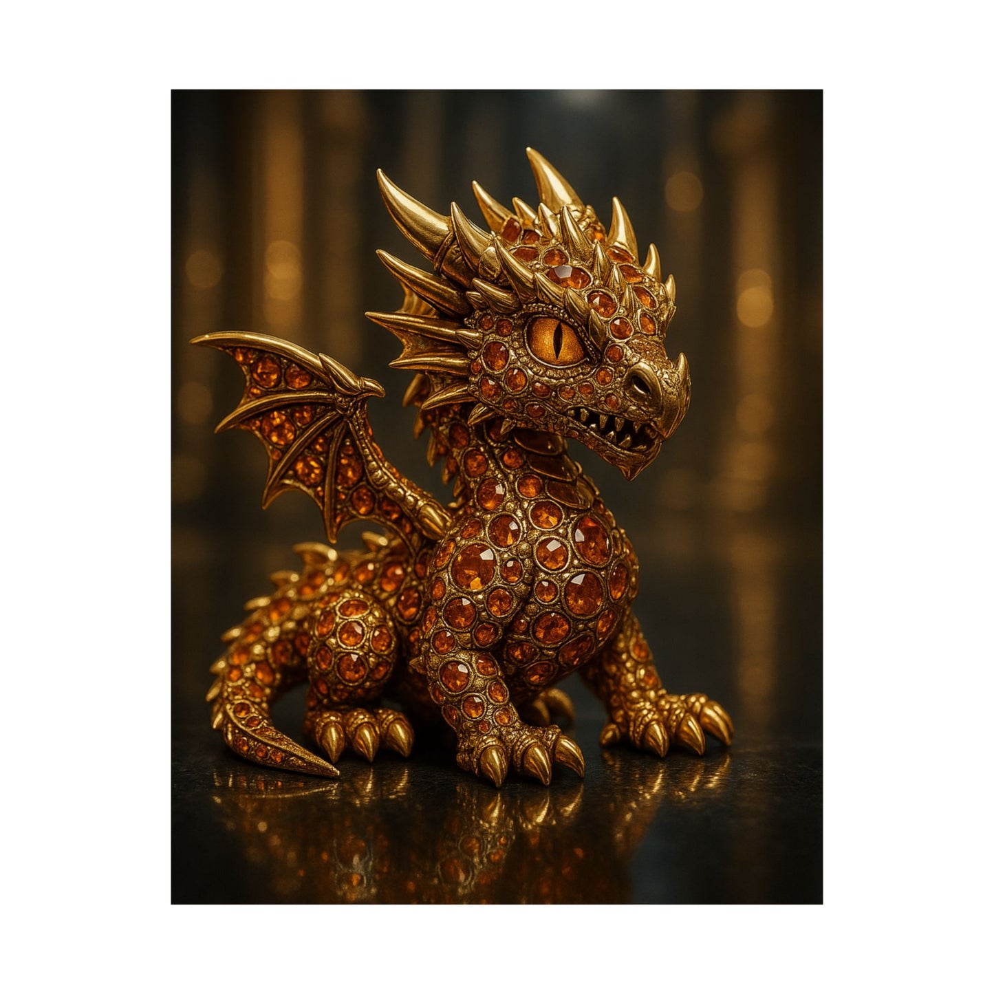 Golden Dragon Art Print, Satin Poster, Dragon Wall Art, Fantasy Decor, Gift for Gamers, Dragon Lover's Decoration