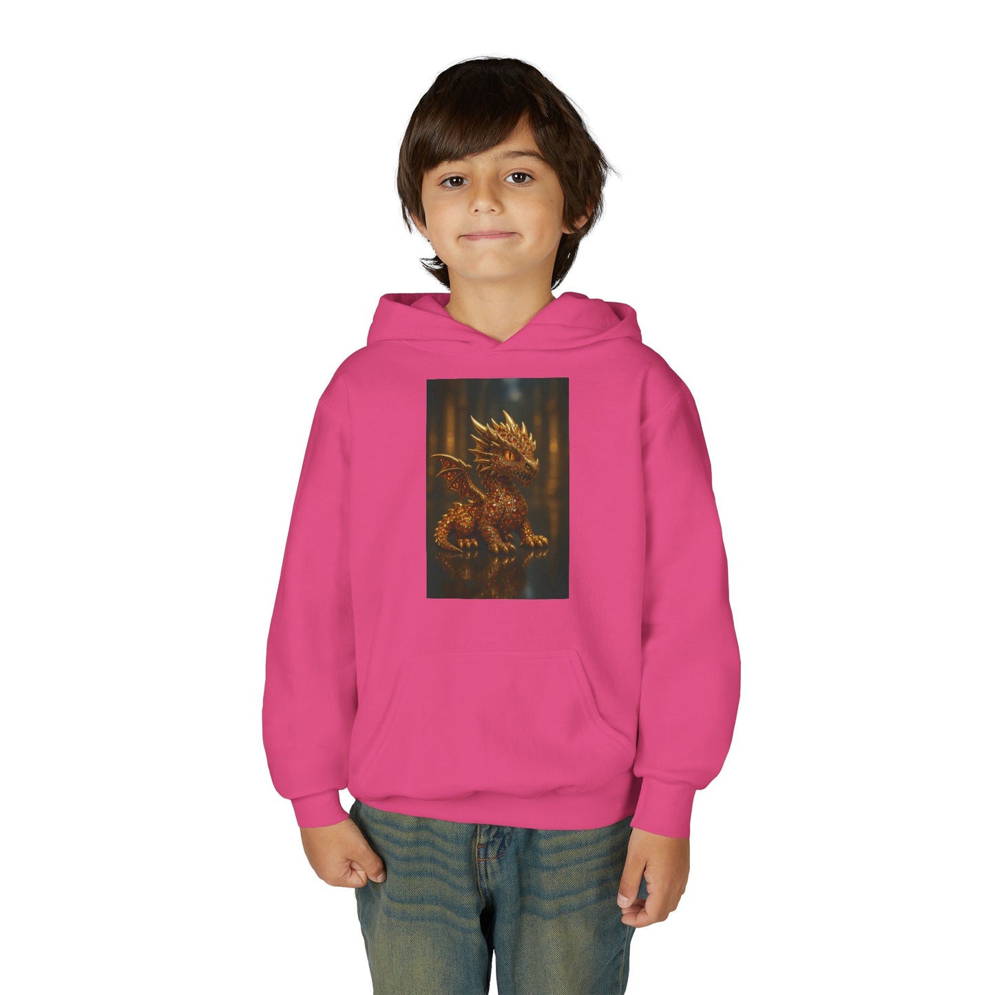 Dragon Fantasy Youth Heavy Blend Hooded Sweatshirt, Adventure Hoodie, Gift for Kids, Fantasy Apparel, Cozy Sweatshirt for Young Dreamers