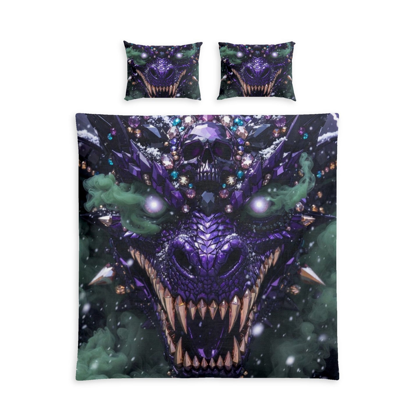 A Dragon Face Duvet Cover Set – Purple Cosmic Dragon Bedding
