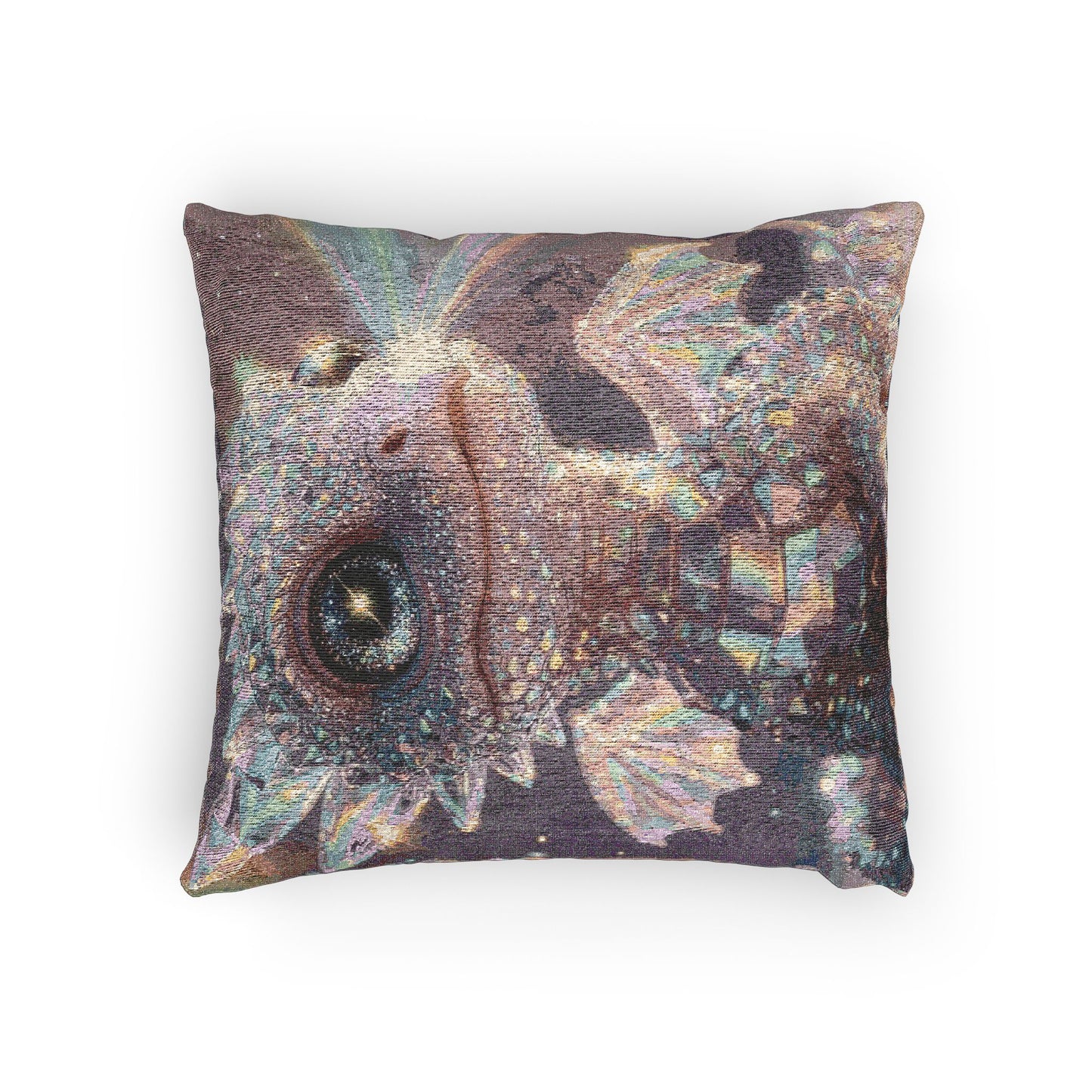 Woven Pillow - Whimsical Bearded Dragon Mosaic Throw Pillow