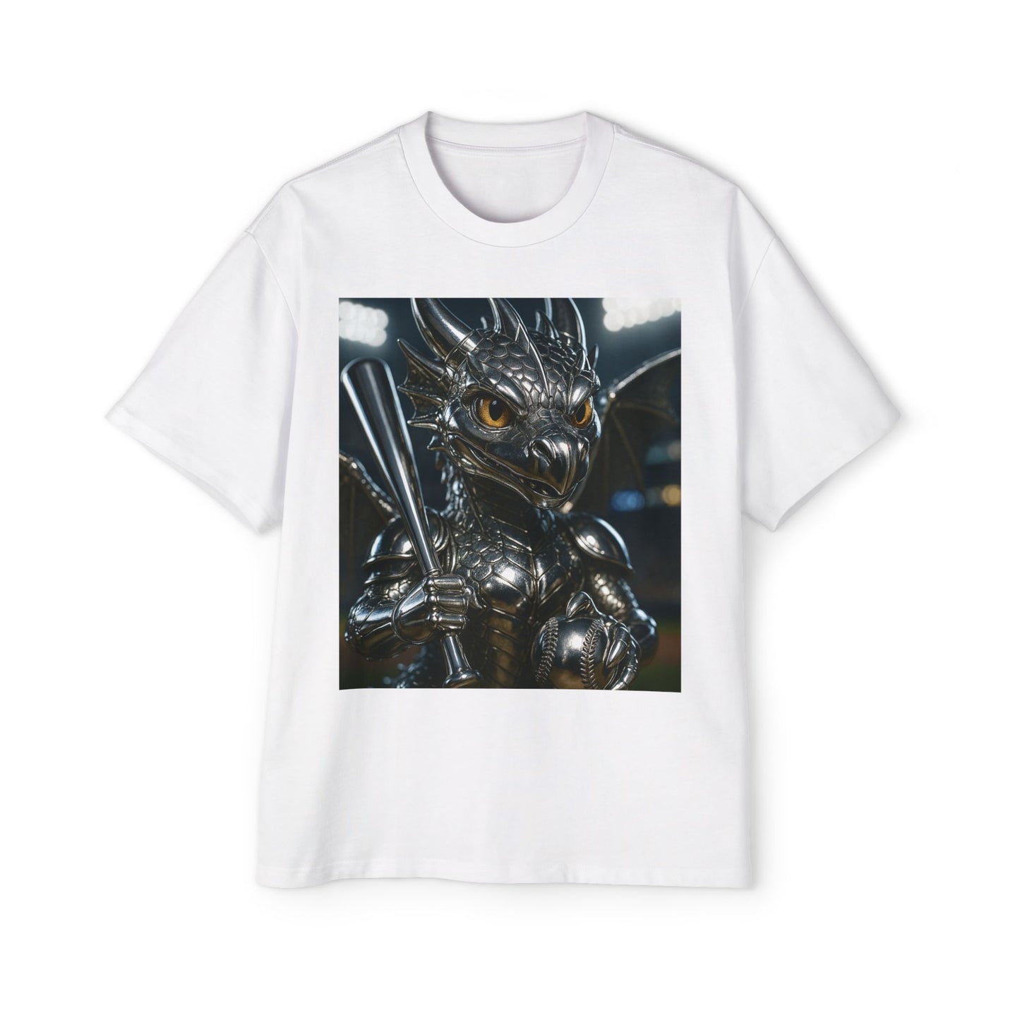 Metallic Dragon Graphic Tee - Oversized Heavy T-Shirt for Gamers, Fantasy Fans, Gifts for Birthdays, Comic Con, Summer Style
