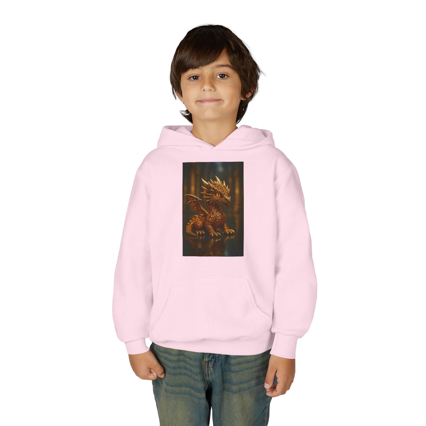 Dragon Fantasy Youth Heavy Blend Hooded Sweatshirt, Adventure Hoodie, Gift for Kids, Fantasy Apparel, Cozy Sweatshirt for Young Dreamers