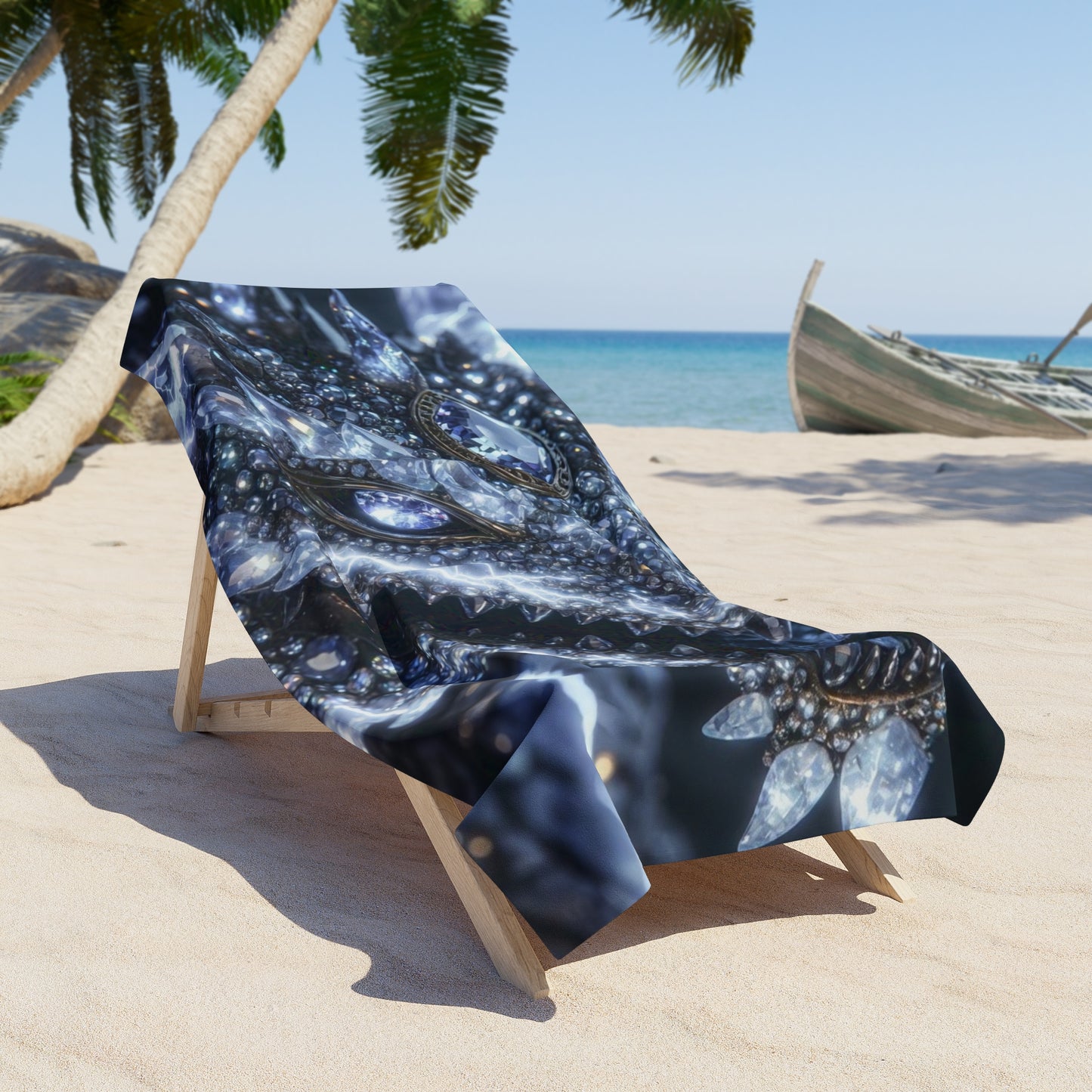 A Crystal Dragon Beach Towel – Sparkling Fantasy Gem Artwork