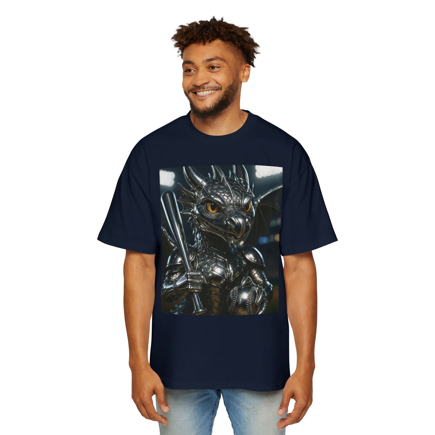 Metallic Dragon Graphic Tee - Oversized Heavy T-Shirt for Gamers, Fantasy Fans, Gifts for Birthdays, Comic Con, Summer Style