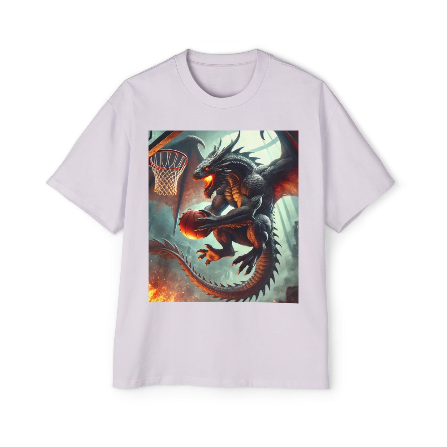 Men's Fantasy Dragon Basketball Tee - Oversized Graphic Shirt, Streetwear Style, Casual Outfit, Gift for Him, Unique Art Tee