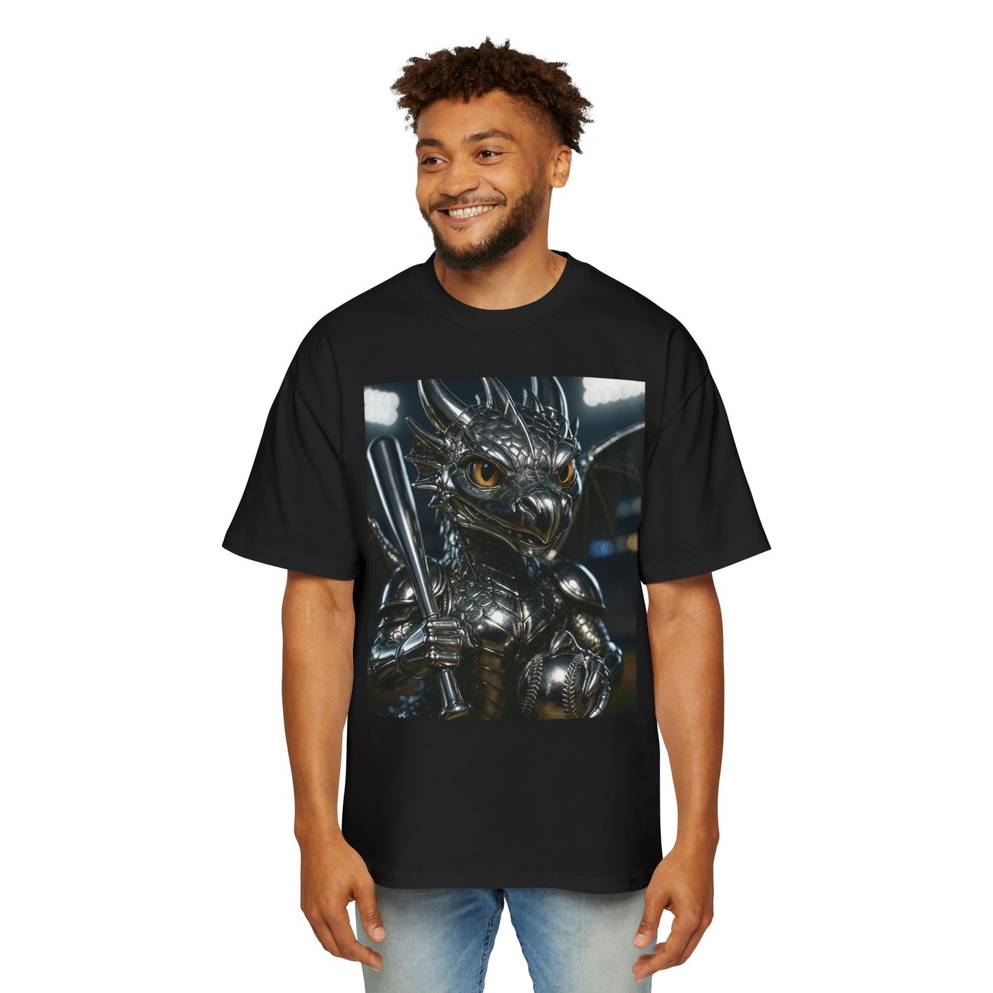 Metallic Dragon Graphic Tee - Oversized Heavy T-Shirt for Gamers, Fantasy Fans, Gifts for Birthdays, Comic Con, Summer Style