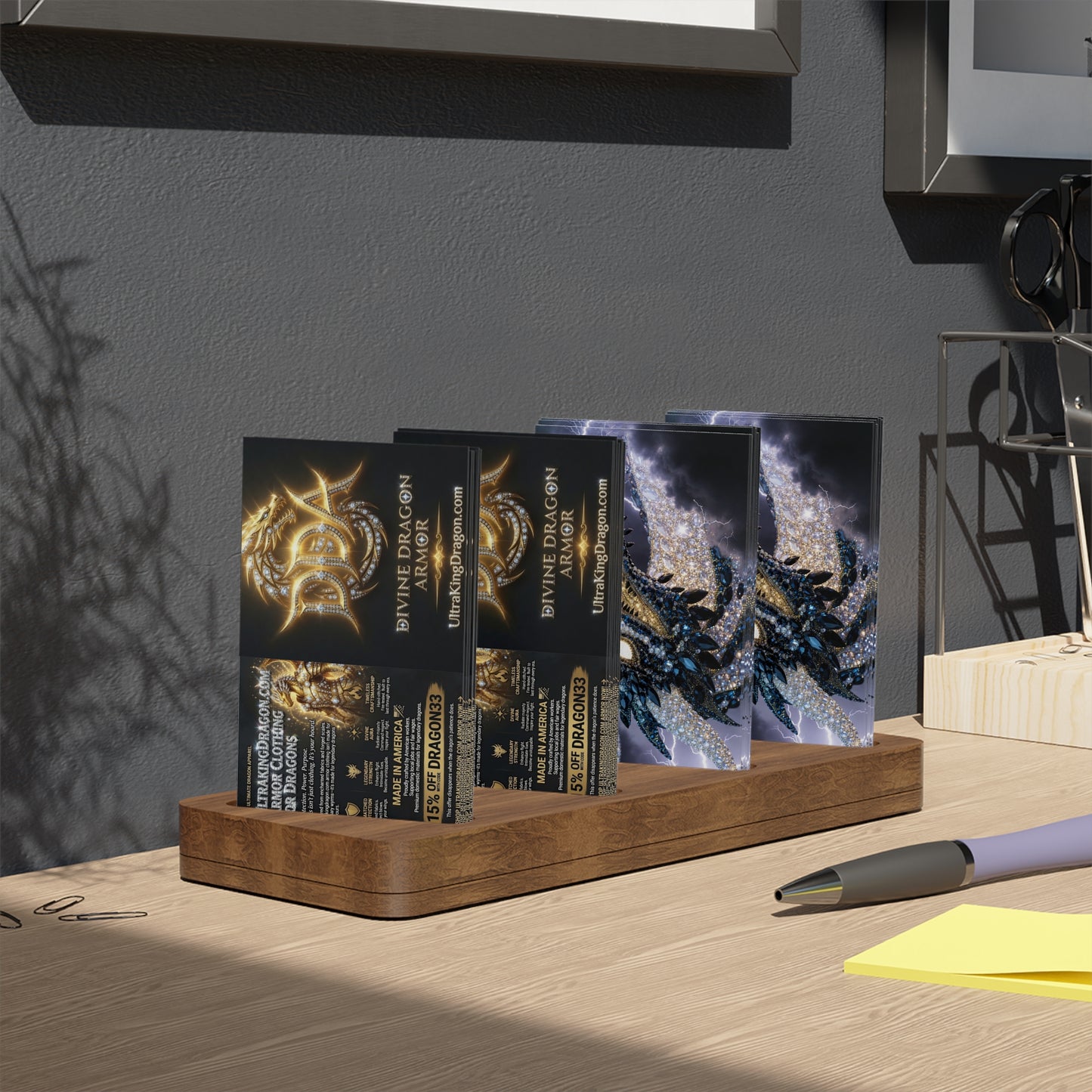 Dragon Armor Business Cards — 100 PC Promotional Cards with Golden Dragon Design