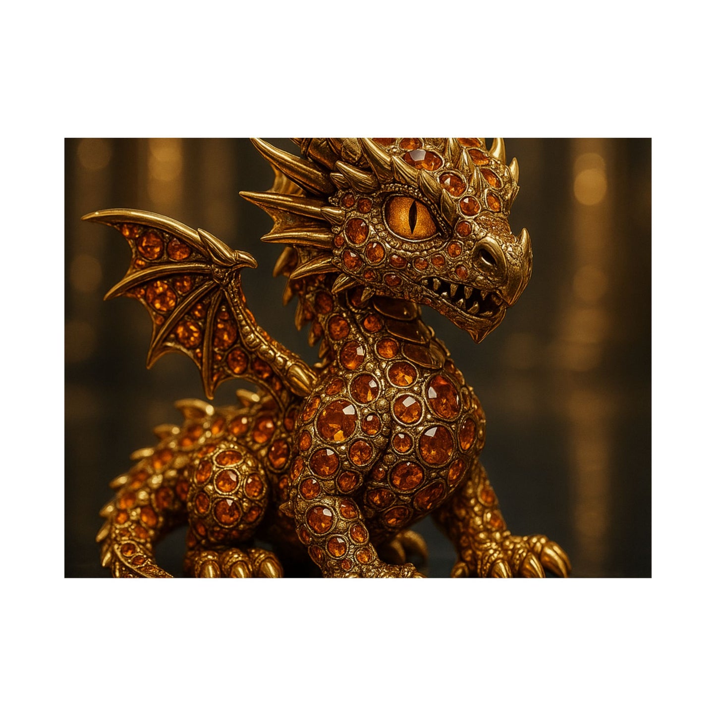 Golden Dragon Art Print, Satin Poster, Dragon Wall Art, Fantasy Decor, Gift for Gamers, Dragon Lover's Decoration