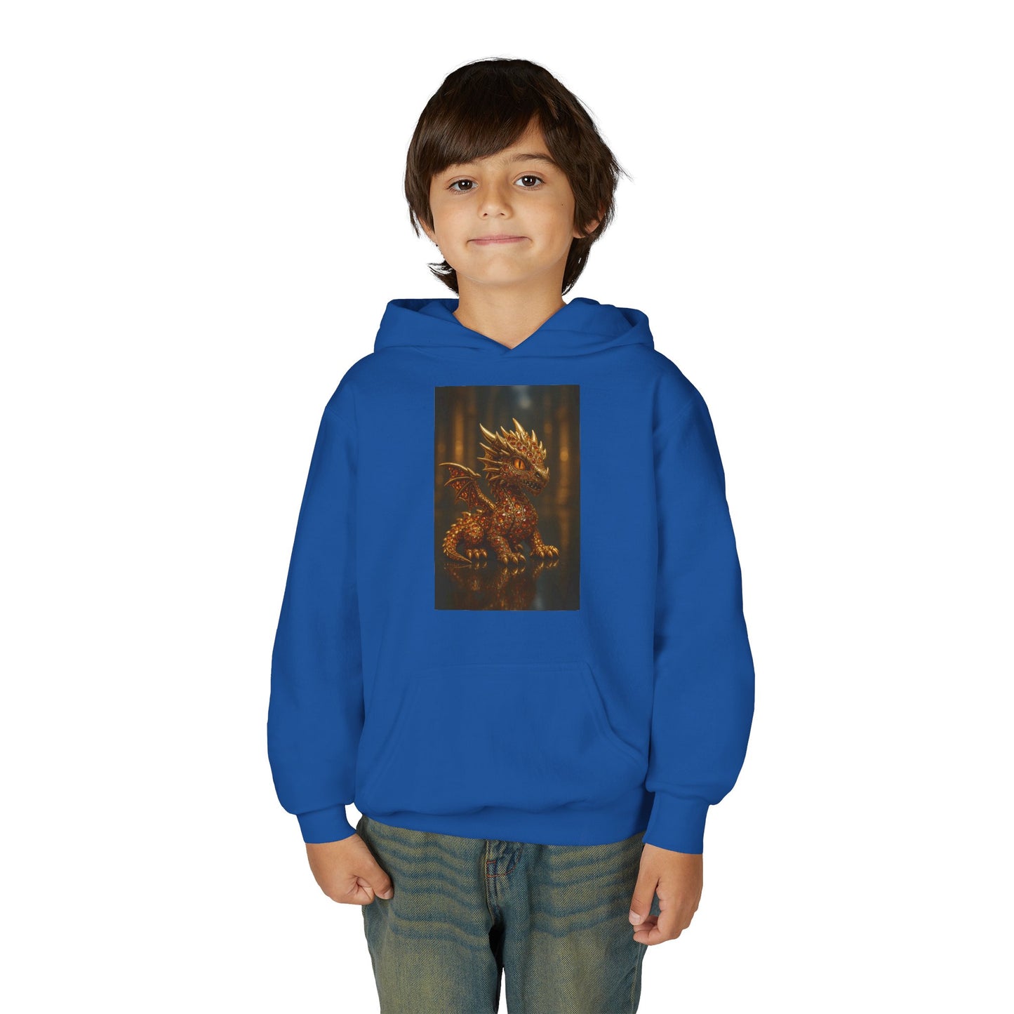 Dragon Fantasy Youth Heavy Blend Hooded Sweatshirt, Adventure Hoodie, Gift for Kids, Fantasy Apparel, Cozy Sweatshirt for Young Dreamers