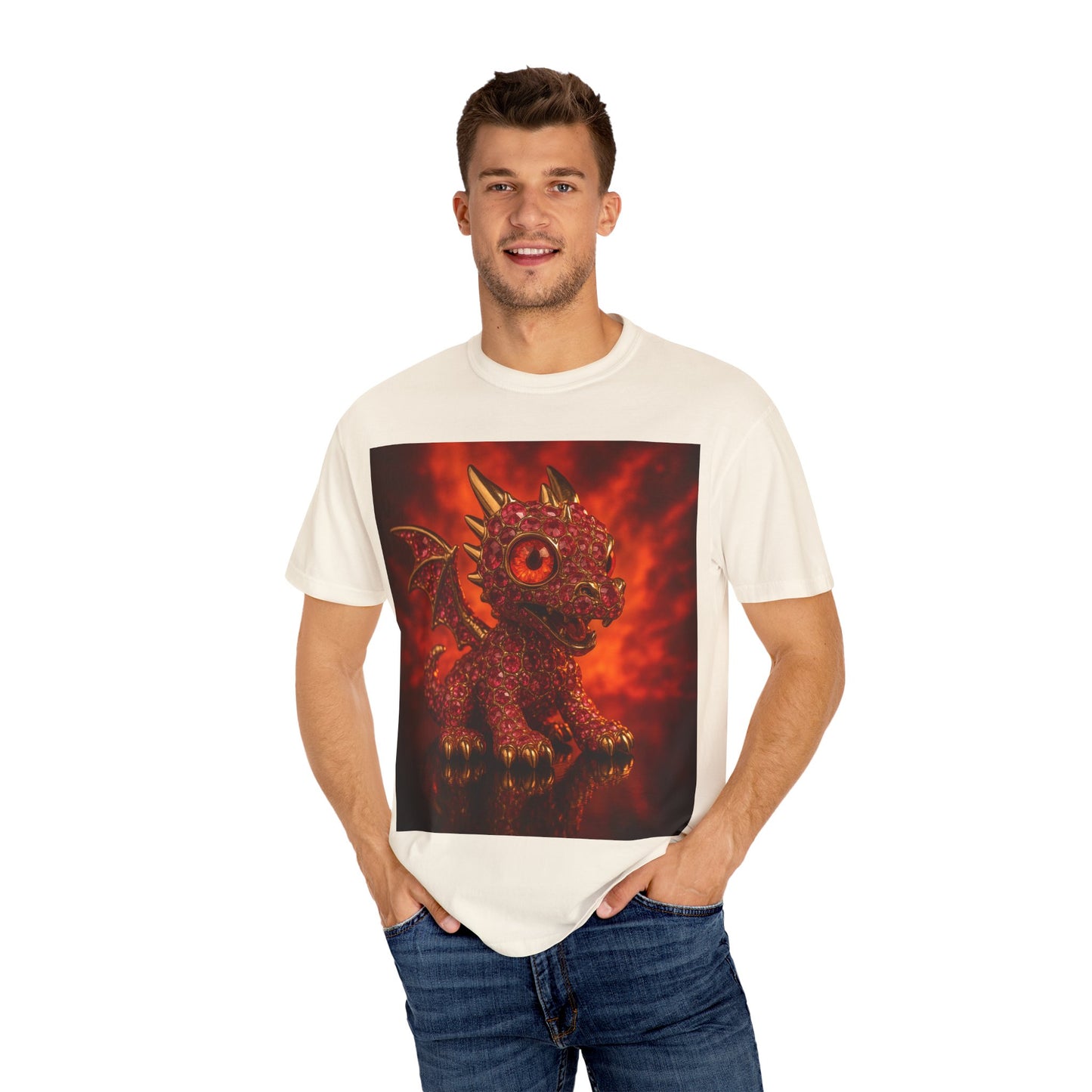 Cute Dragon T-shirt, Unisex Tee, Garment-Dyed Shirt, Gift for Dragon Lovers, Fantasy Apparel, Birthday & Holiday Gift