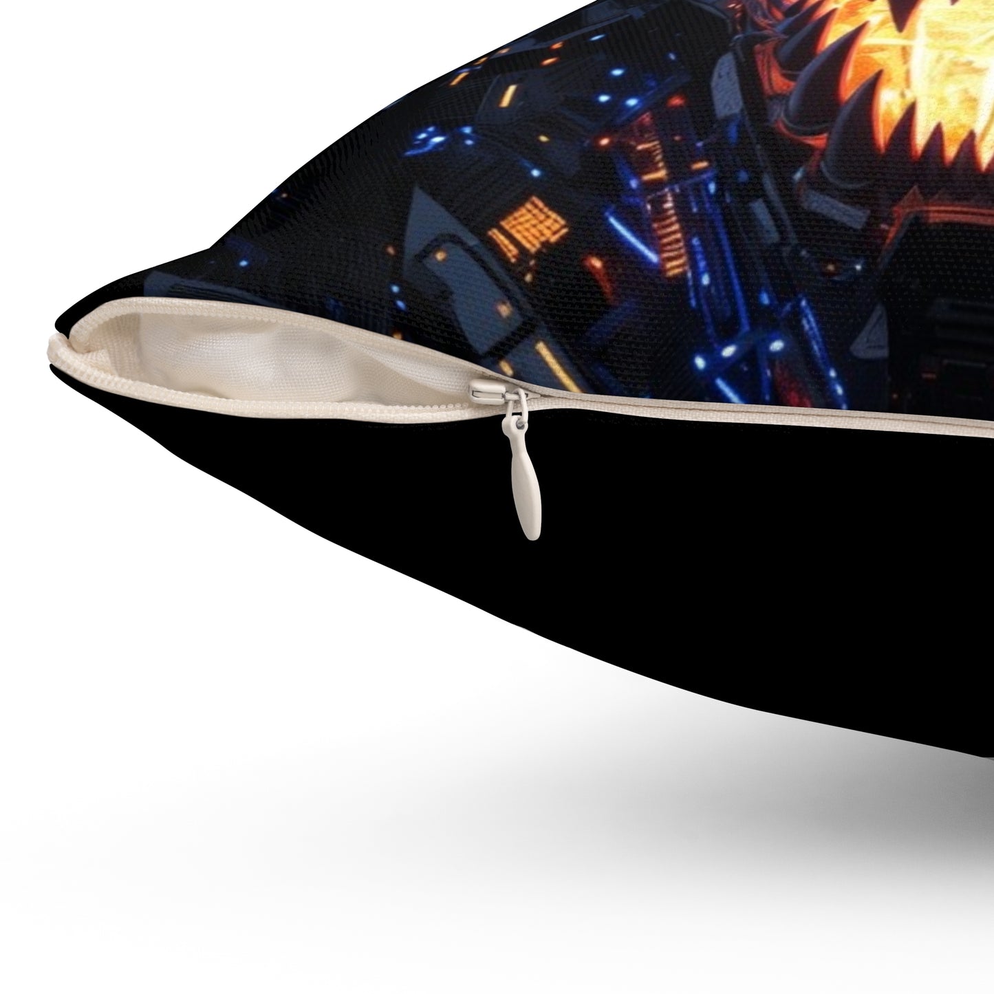Cyber Dragon Throw Pillow — Glowing Blue Eyes, Lightning Tech Monster Decorative Cushion