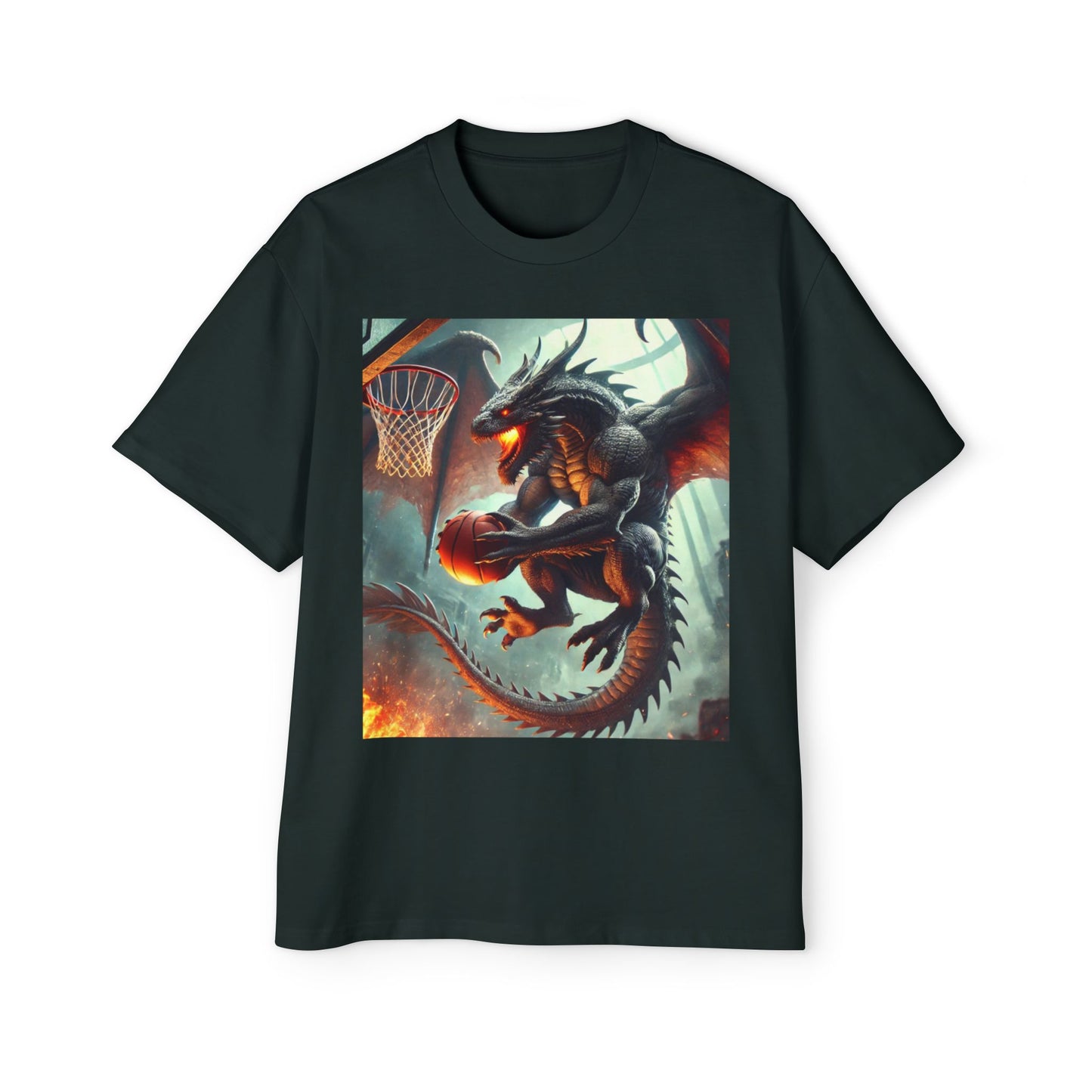 Men's Fantasy Dragon Basketball Tee - Oversized Graphic Shirt, Streetwear Style, Casual Outfit, Gift for Him, Unique Art Tee