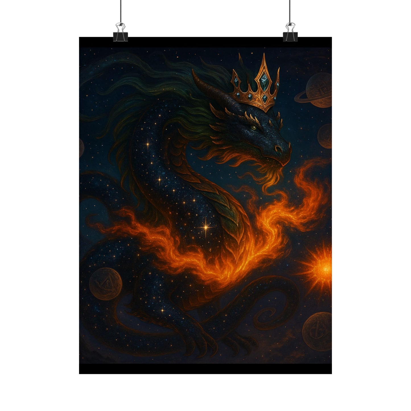 Fantasy Dragon & Genie Matte Vertical Poster - Unique Wall Art for Home Decor