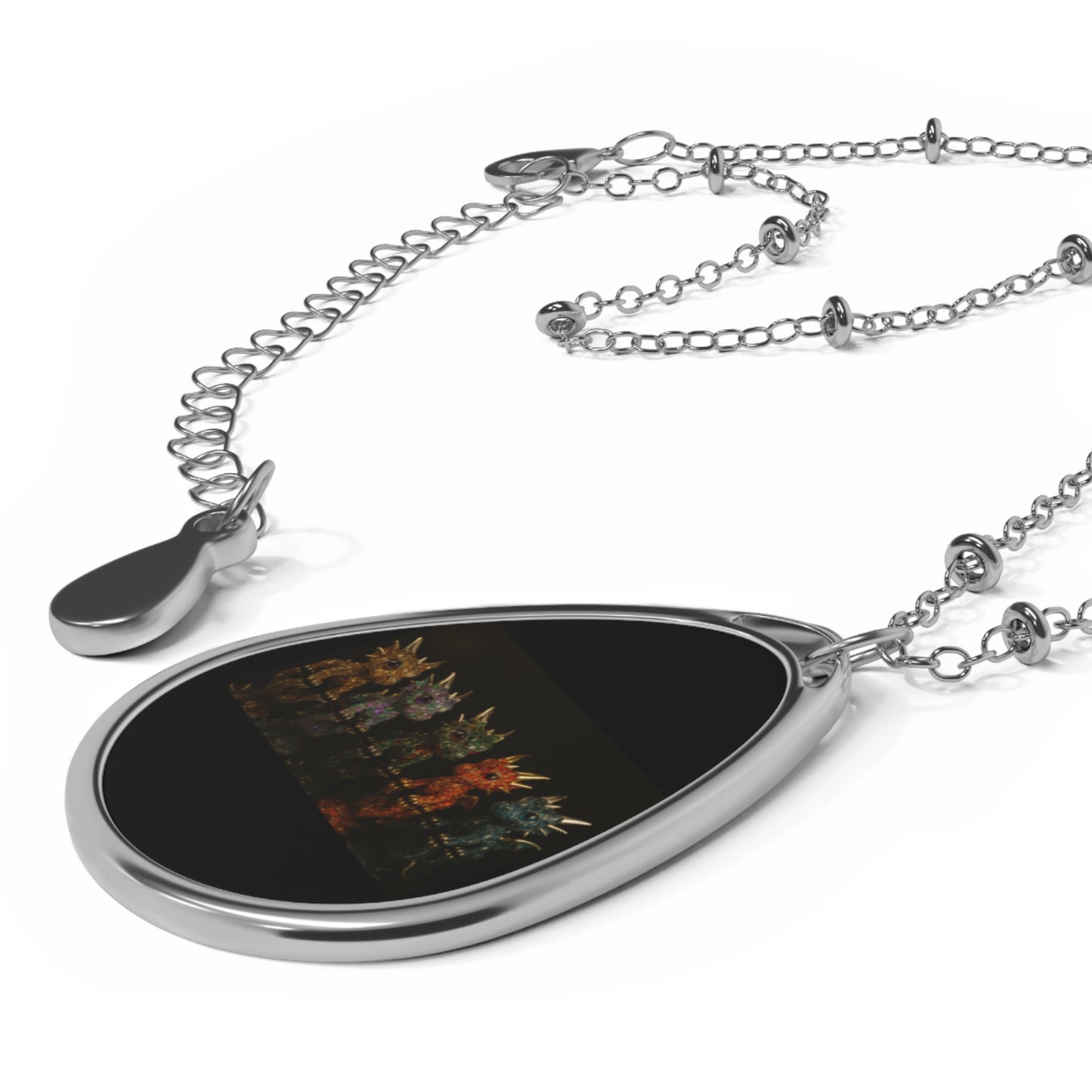Elegant Oval Necklace with Colorful Reflection, Gift for Her, Stylish Jewelry, Statement Pendant, Personalized Necklace, Unique Gift Idea
