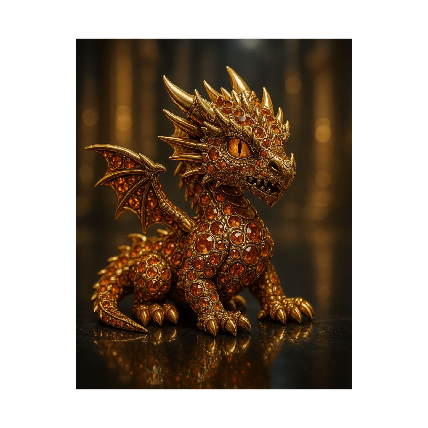Golden Dragon Art Print, Satin Poster, Dragon Wall Art, Fantasy Decor, Gift for Gamers, Dragon Lover's Decoration