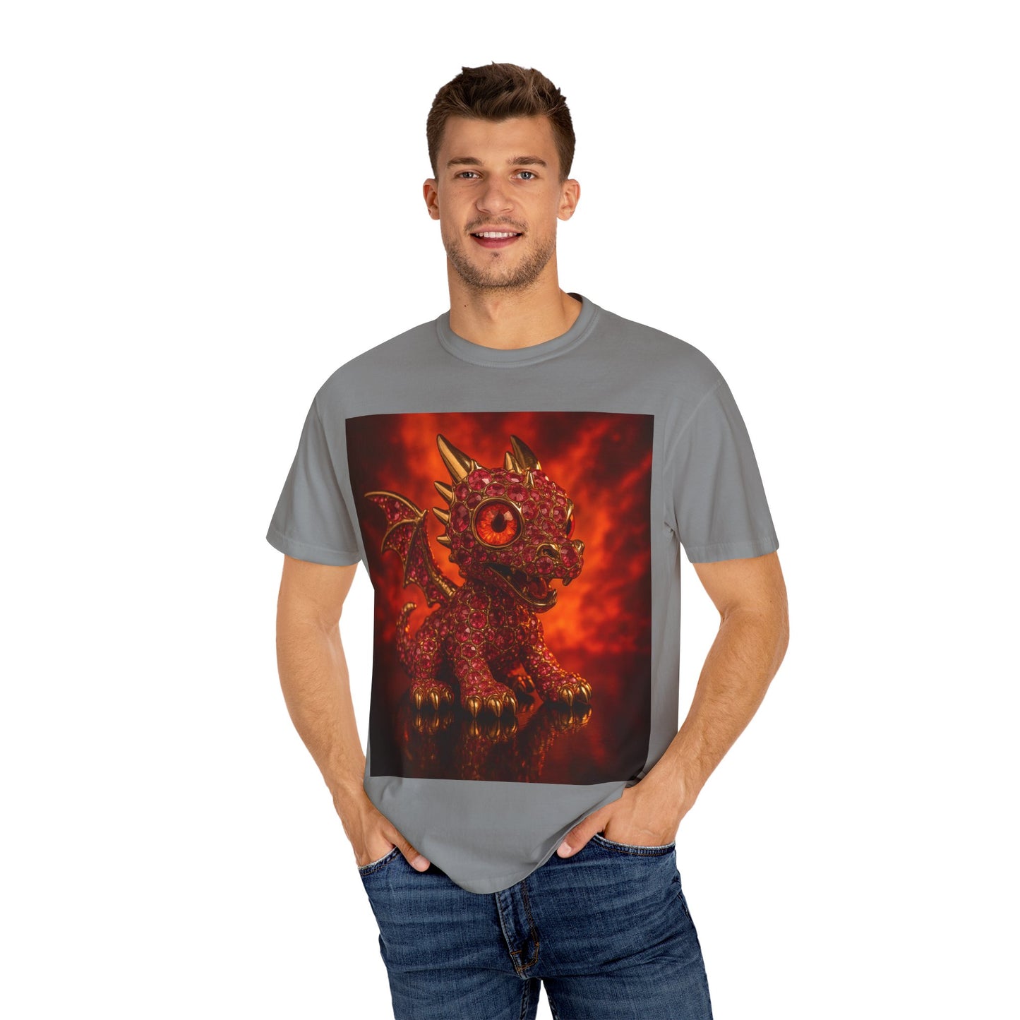 Cute Dragon T-shirt, Unisex Tee, Garment-Dyed Shirt, Gift for Dragon Lovers, Fantasy Apparel, Birthday & Holiday Gift