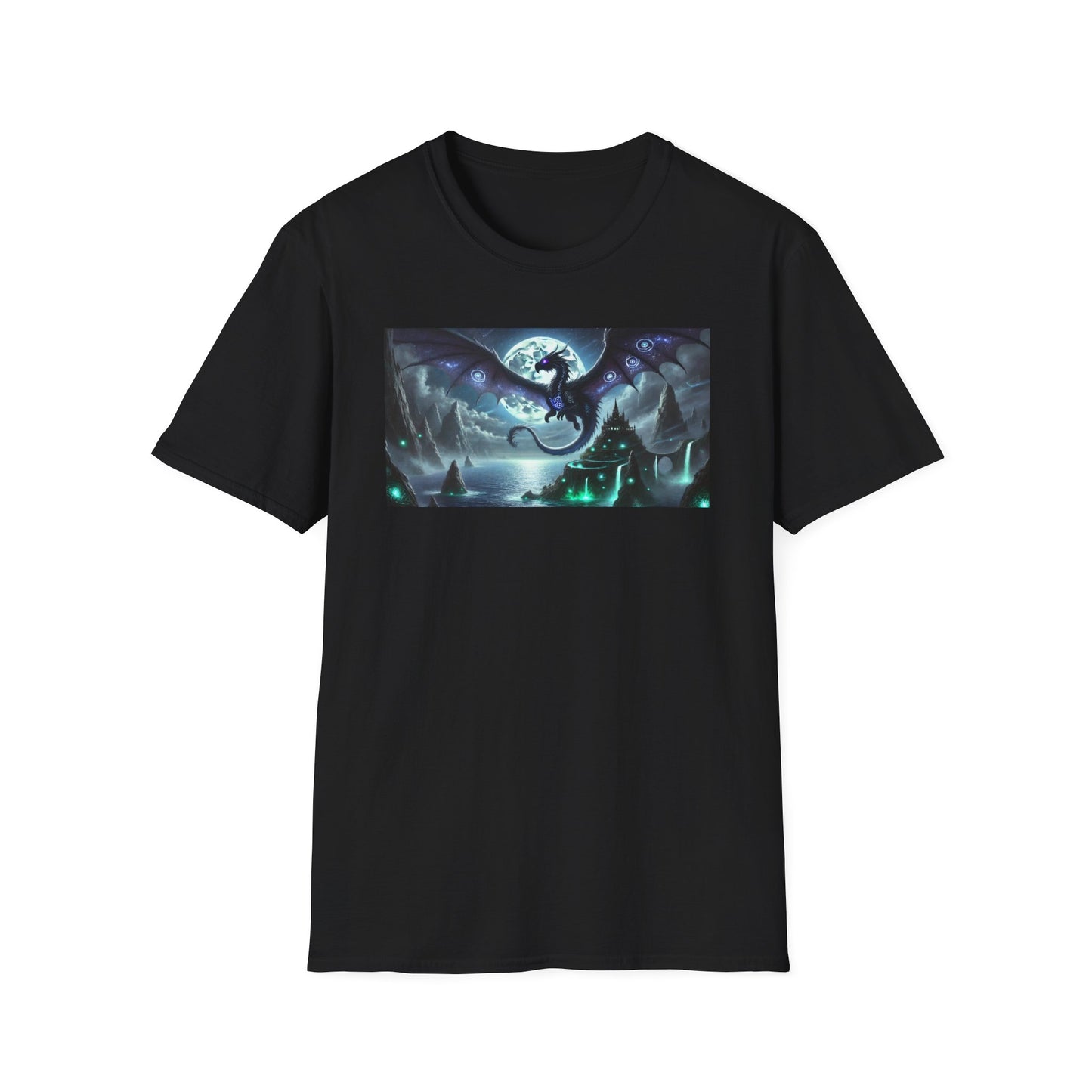 Fantasy Dragon Softstyle T-Shirt - Mystical Night Design
